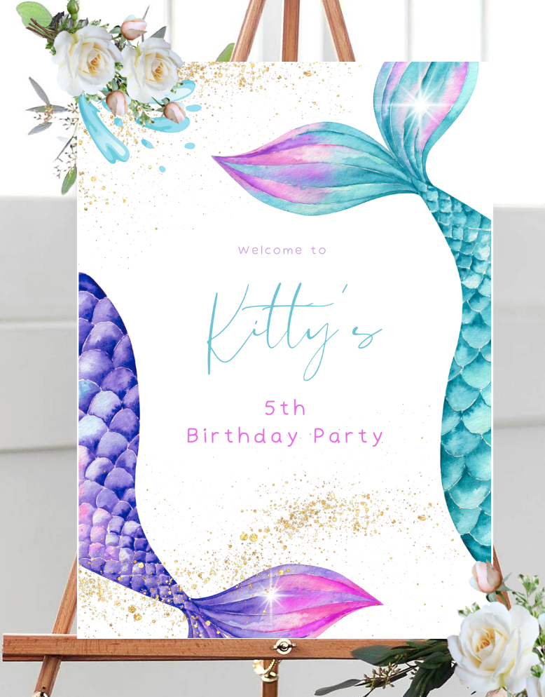 Mermaid party welcome sign