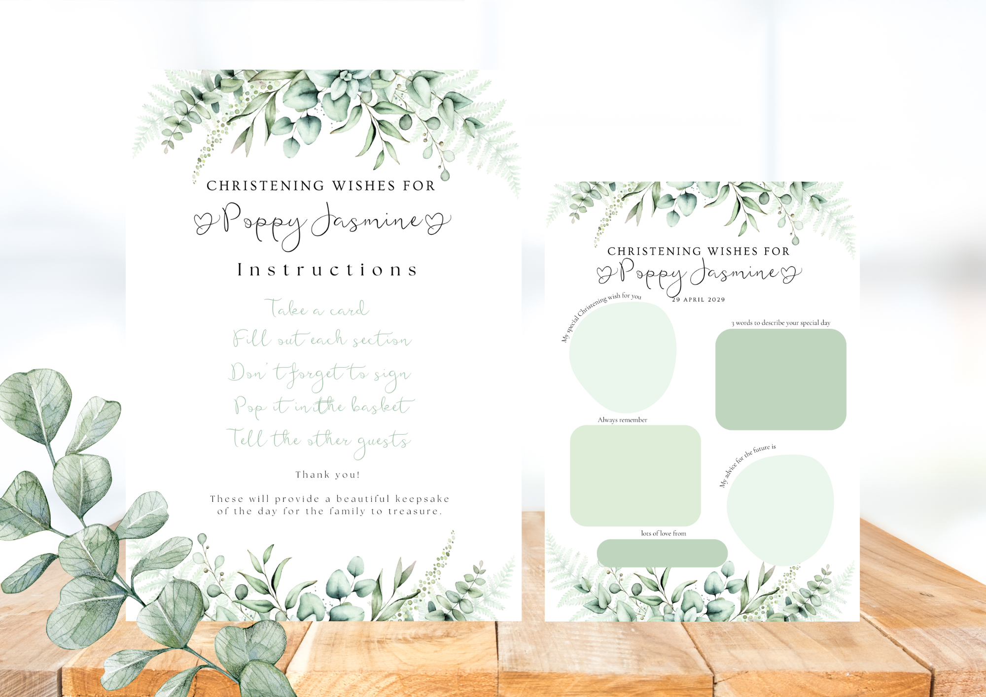 baptism wishes cards, christening wishes cards, christening guest book, christening time capsule cards
