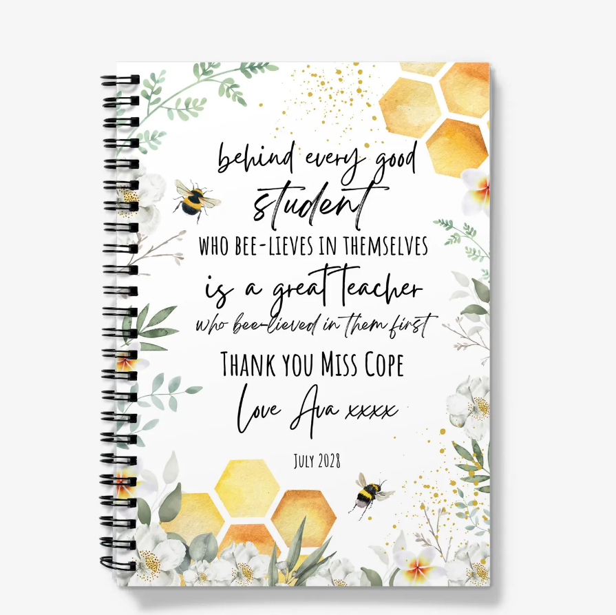 Personalised notebook teacher gift