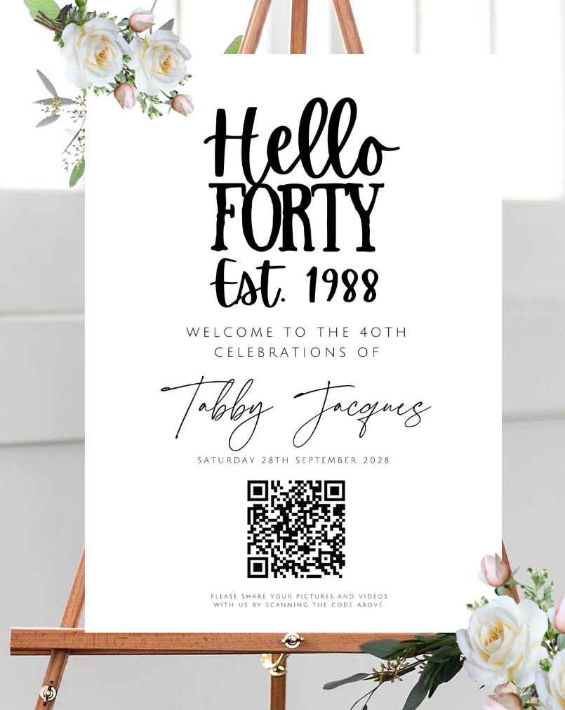 Hello 40 party sign