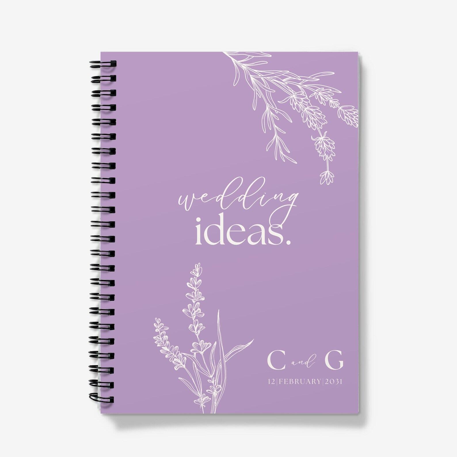 Lavender print personalised bridal jotter notebook