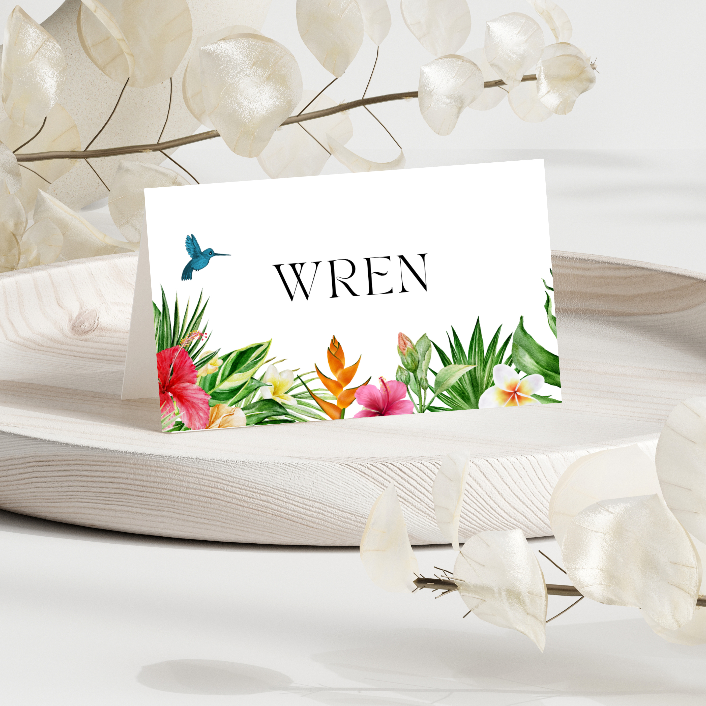 Tropical wedding place cards
