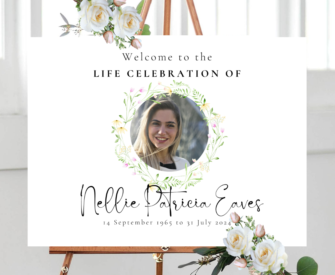 Funeral Sign, Funeral Welcome Sign, Funeral program, Celebration of Life  Decor, Memorial Sign, Funeral Decorations, Life Celebration Sign, Funeral