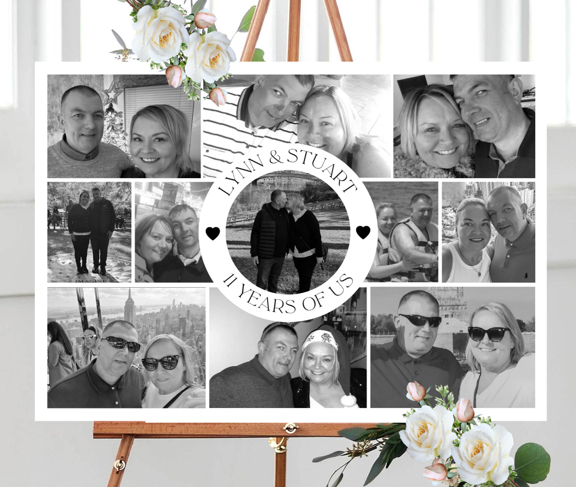 Our Love Story Wedding Photo Collage Sign