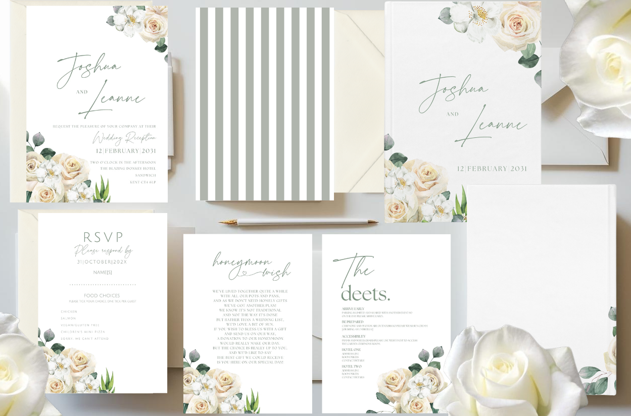 modern cream wedding invitation