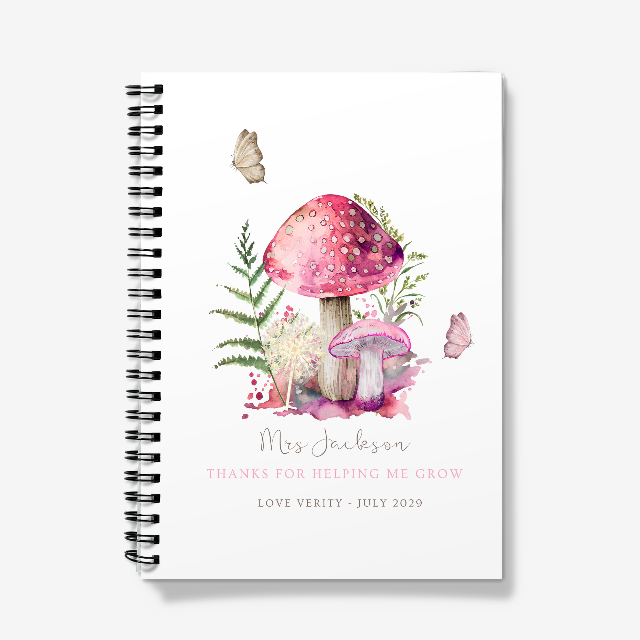 Pink mushroom thanks for helping me grow teacher notebook