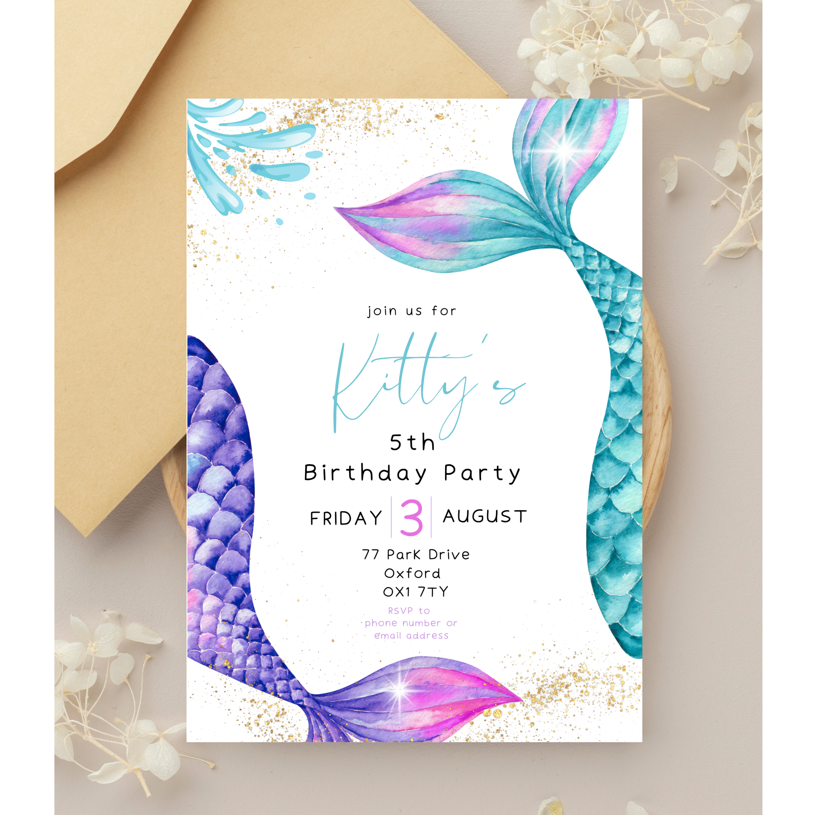 mermaid tail party invitations