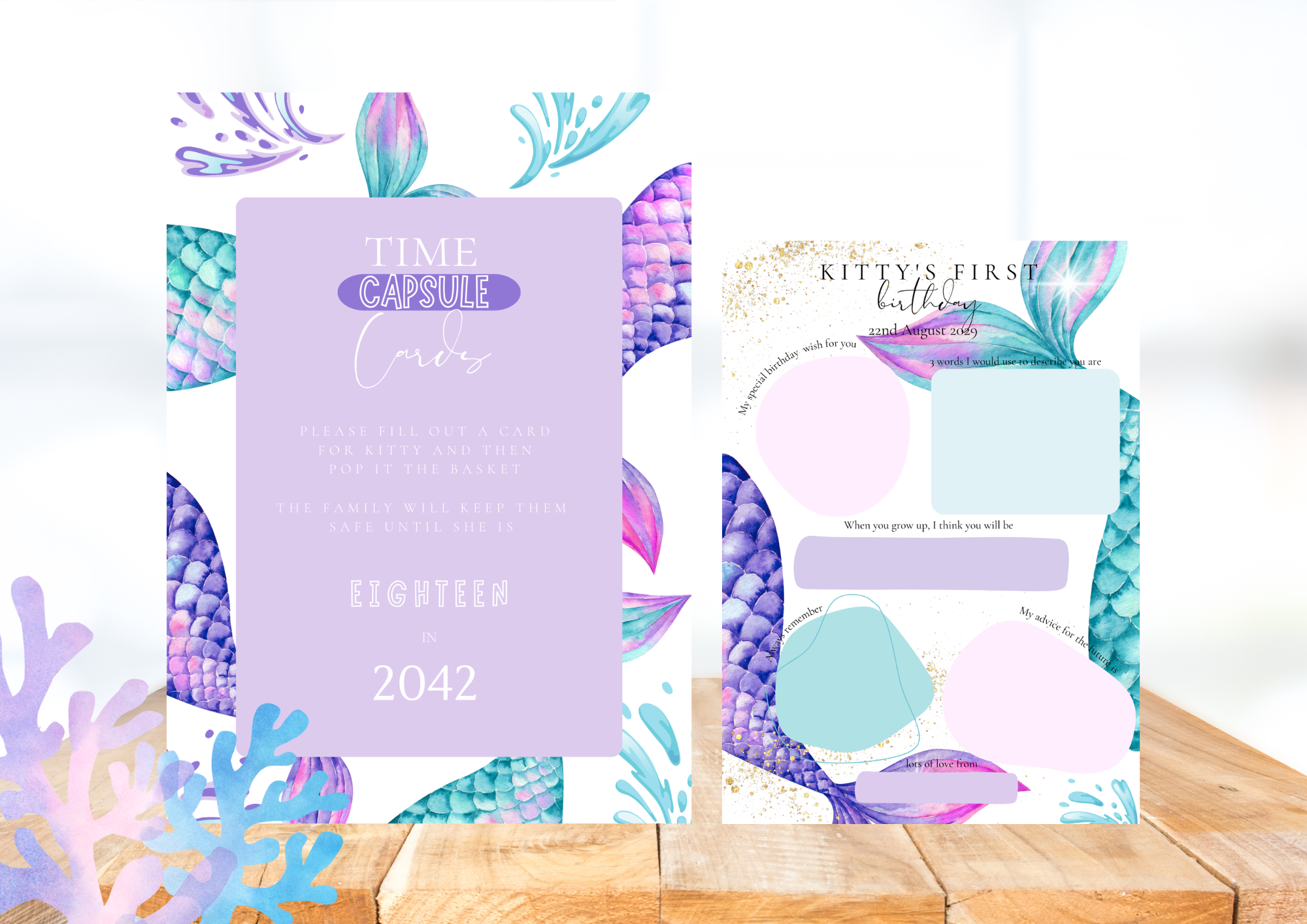 Mermaid time capsule cards
