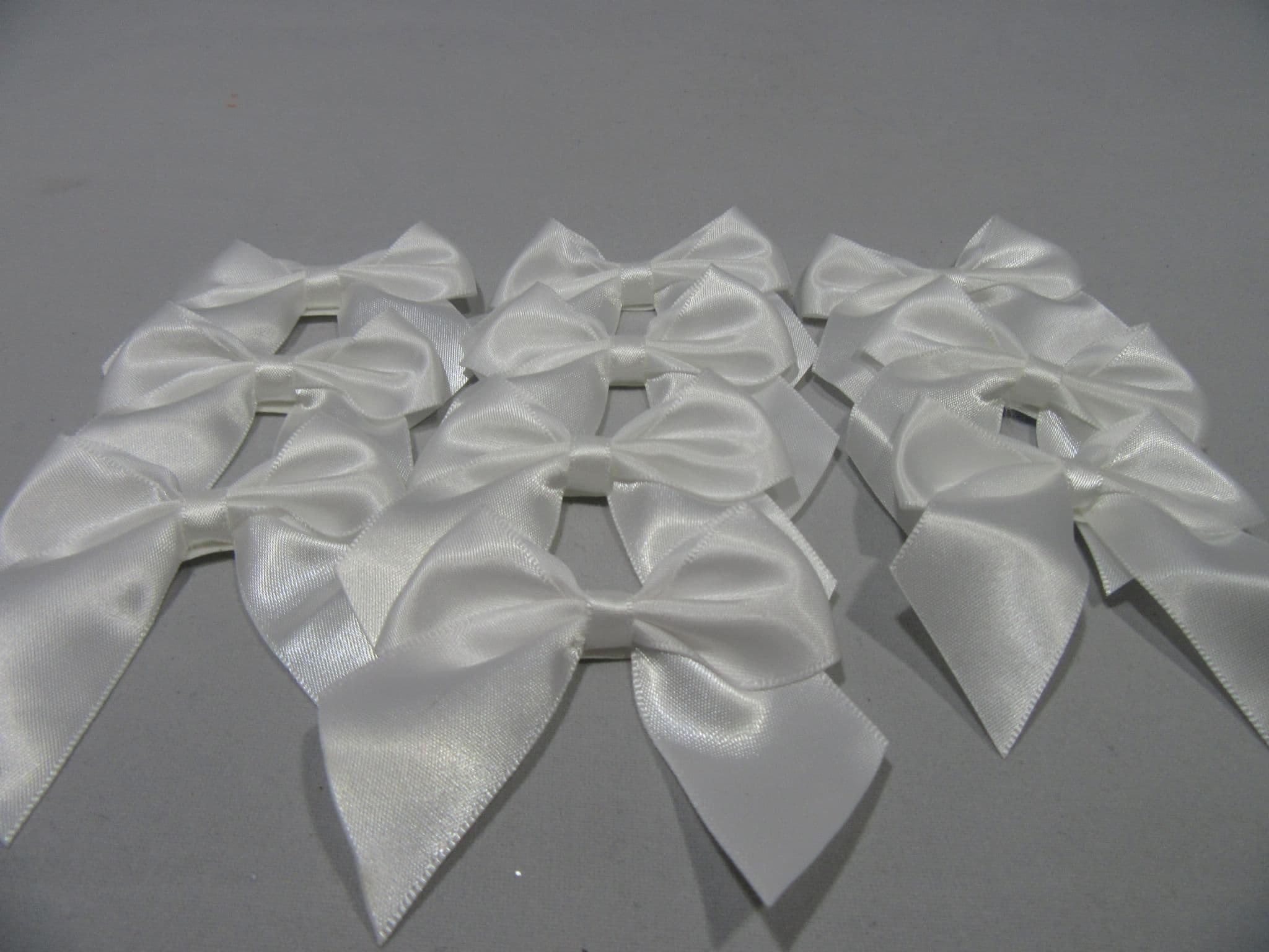 Double White Ribbon Bows 25mm wide