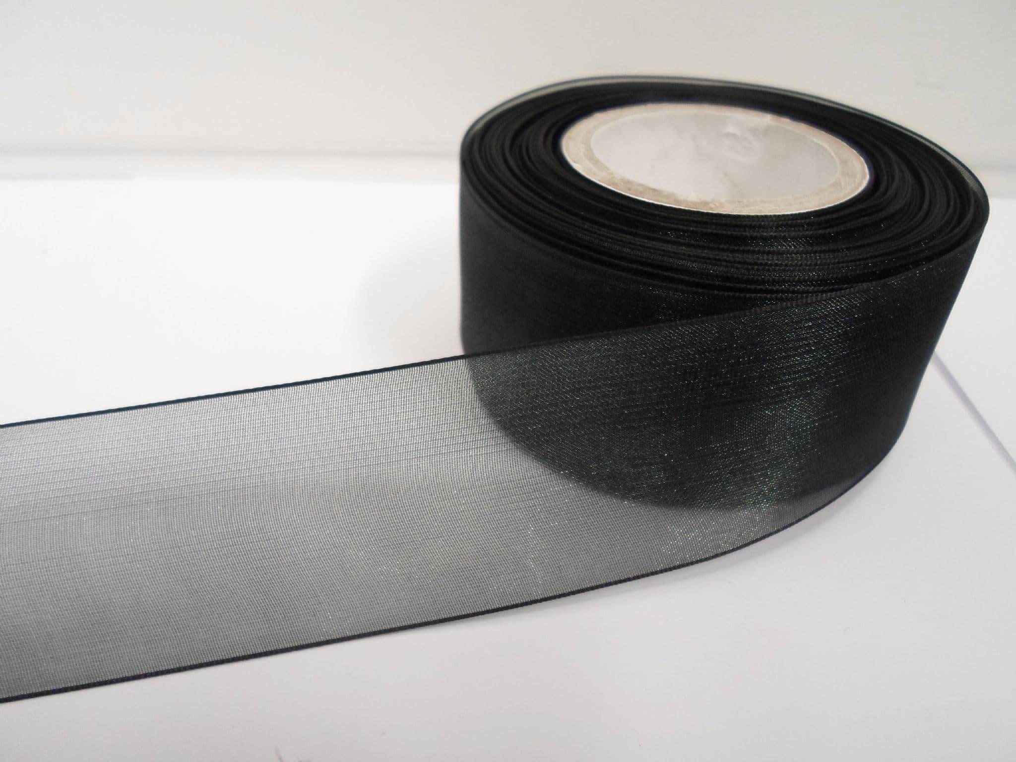 Black Sheer organza ribbon 2 10 or 25 metre roll Double sided 3mm 9mm 15mm  25mm 40mm