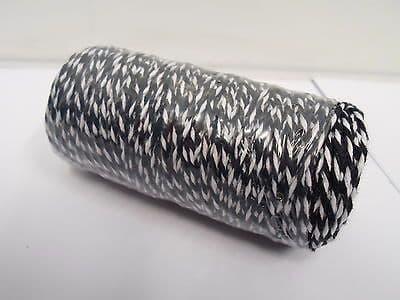 Black & White 2 metres or Full 100m Roll Bakers 1mm Twine Rope String  Thread Cord White and stripe