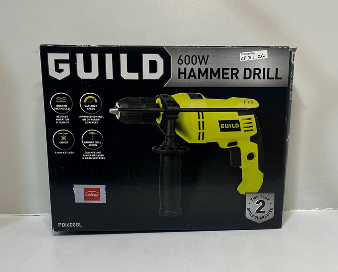 Guild 13mm Keyless Corded Hammer Drill 600W Opened Checked