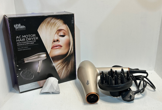 Phil Smith Salon Collection AC Hair Dryer with Diffuser Damaged Box