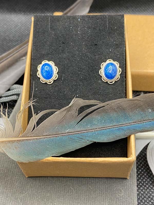 Eye Catching in a beautiful Blue in Silver Stud Earrings. Containing Ashes.