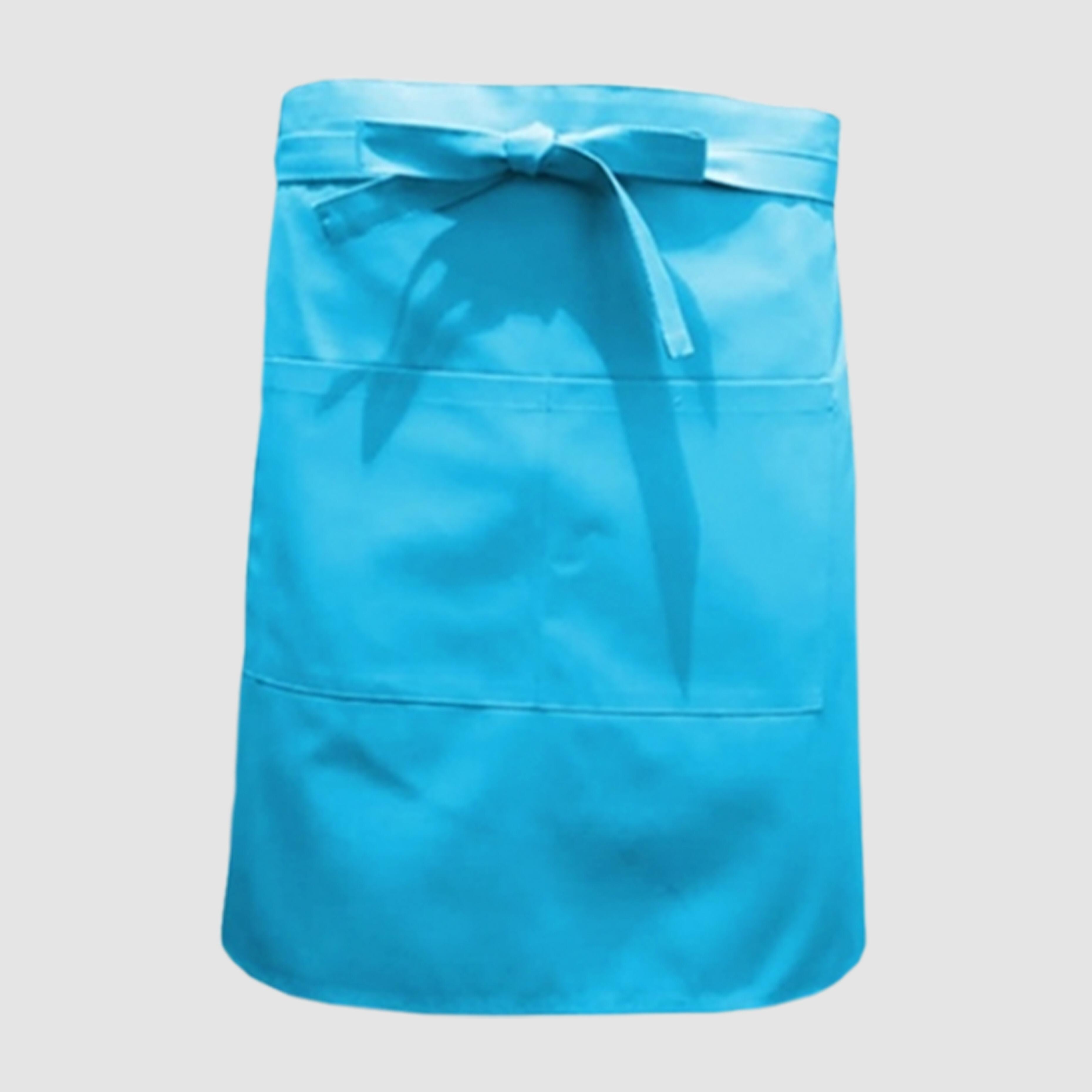 Nibano mid length waist apron with pockets Turquoise