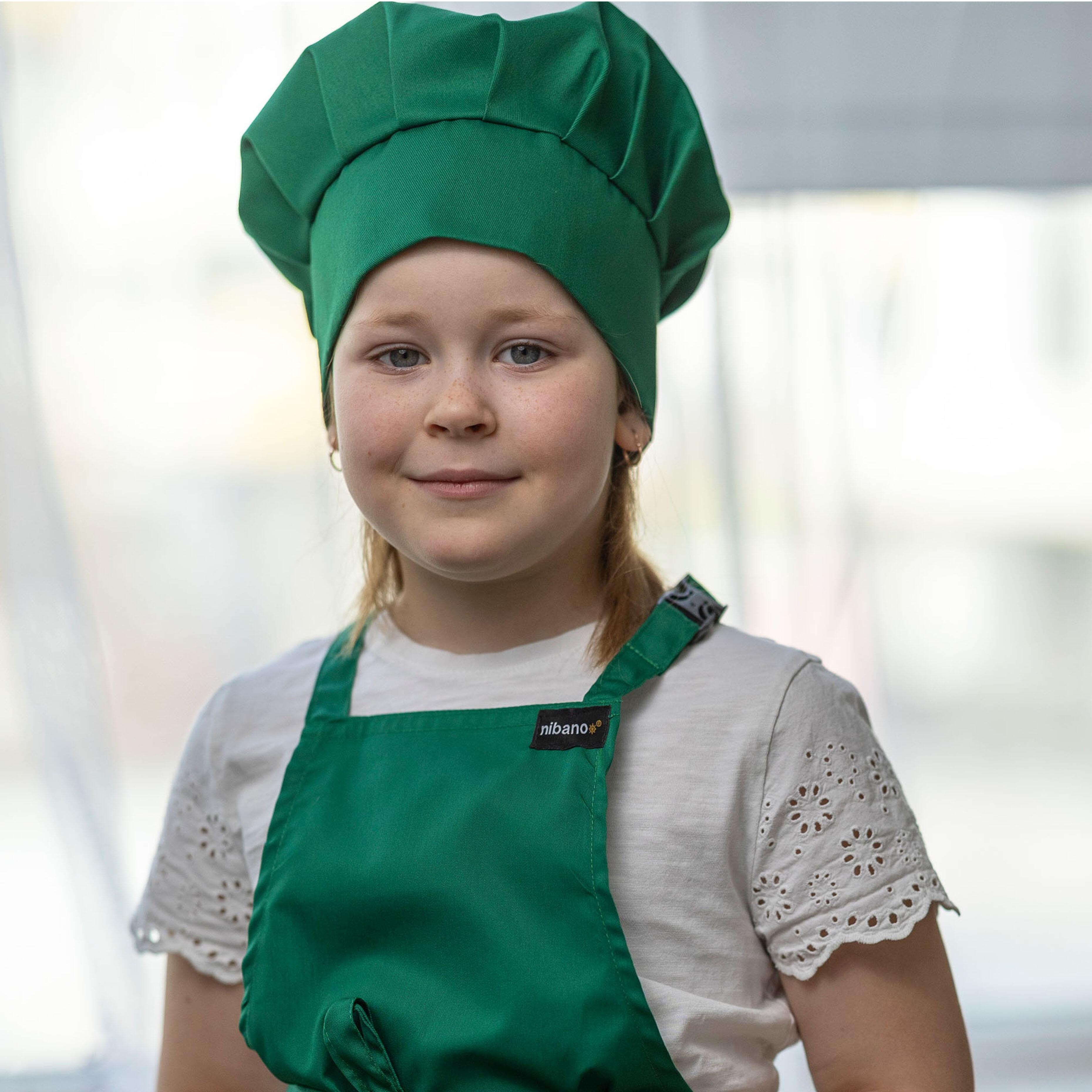 Kids Chef Hat Kelly Green with name