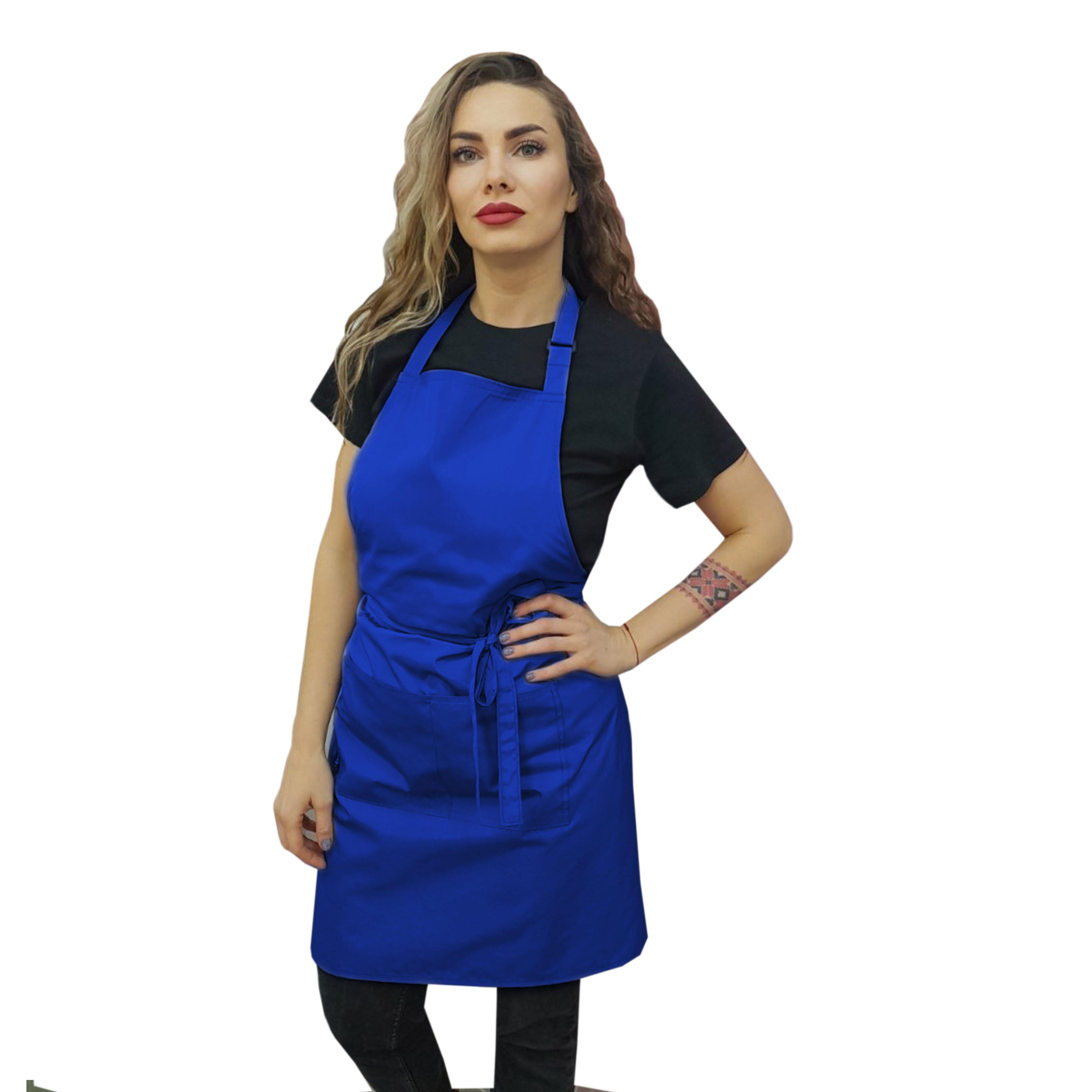 Apron for a manicurist royal blue