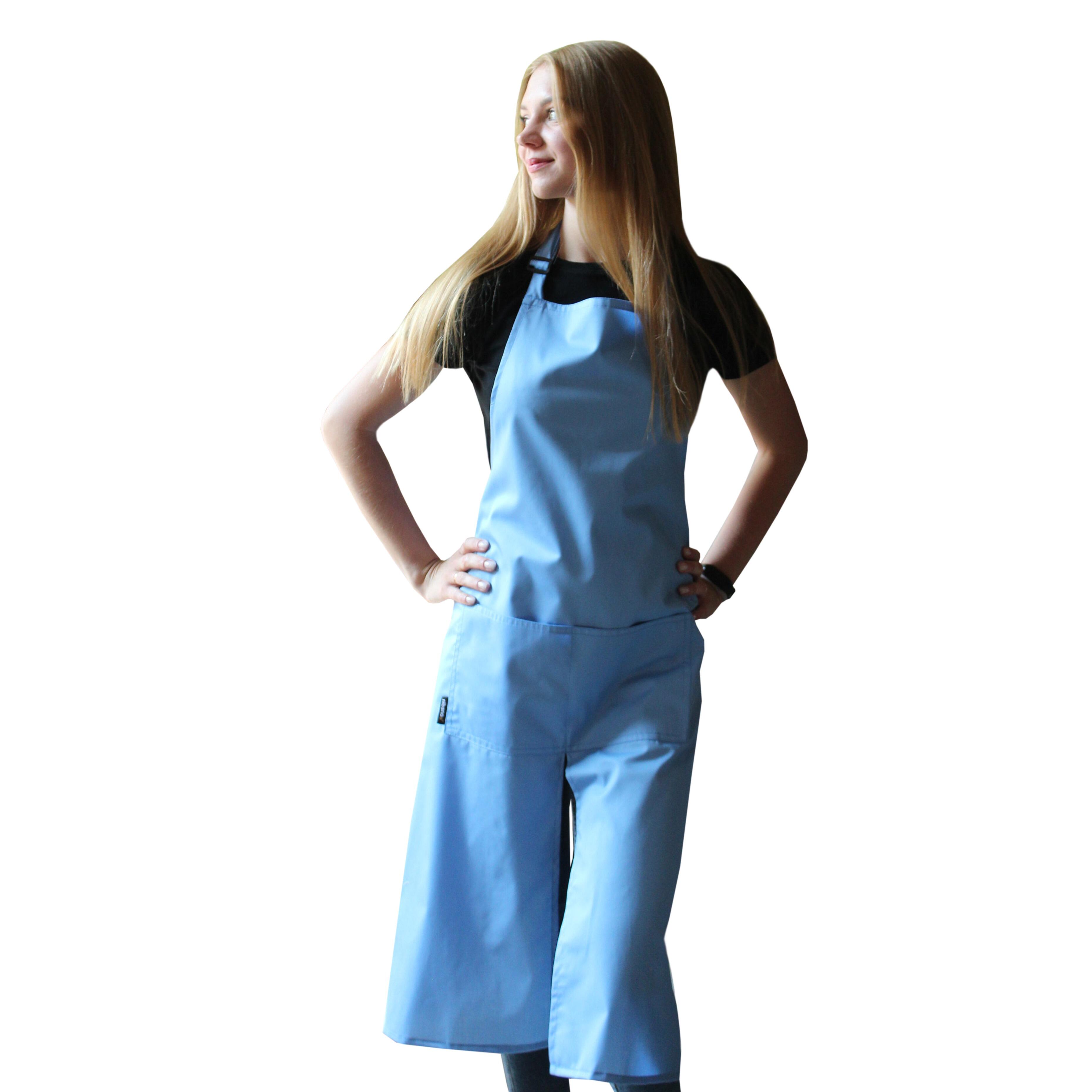 Personalised Long Splitted Bib Apron Light blue