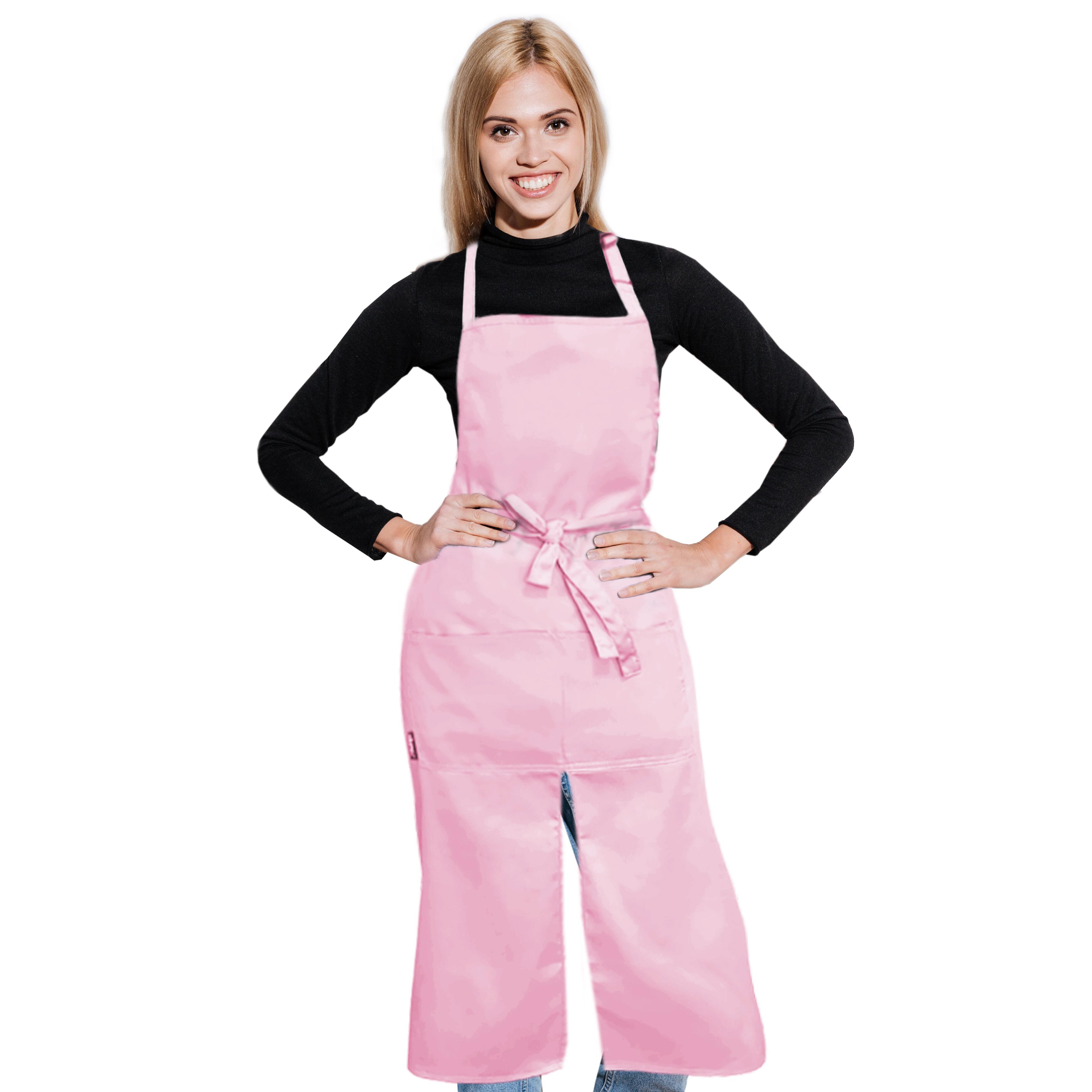 Custom Long Splitted Bib Apron Pink