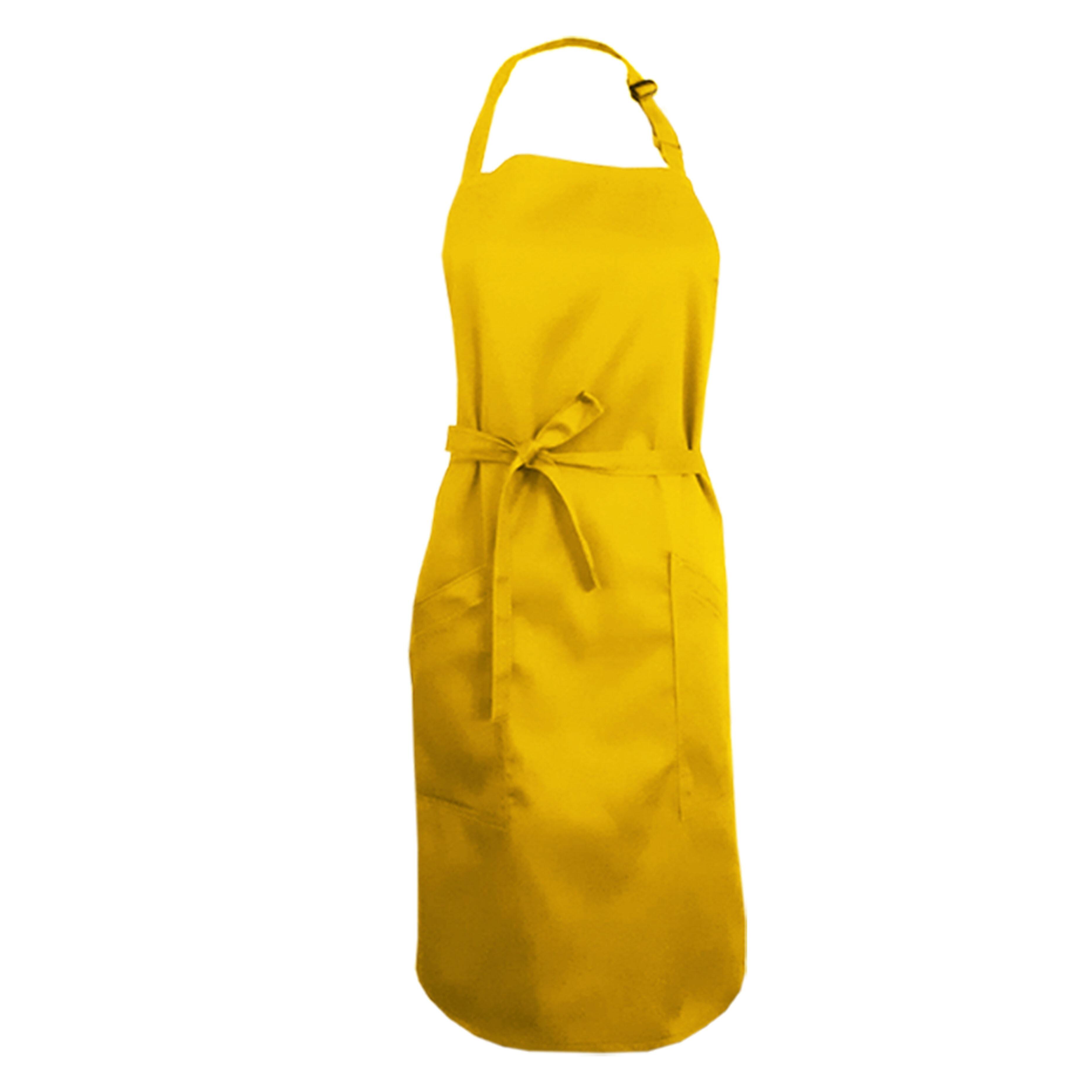 Printed Bib Apron with Side Pockets Yellow