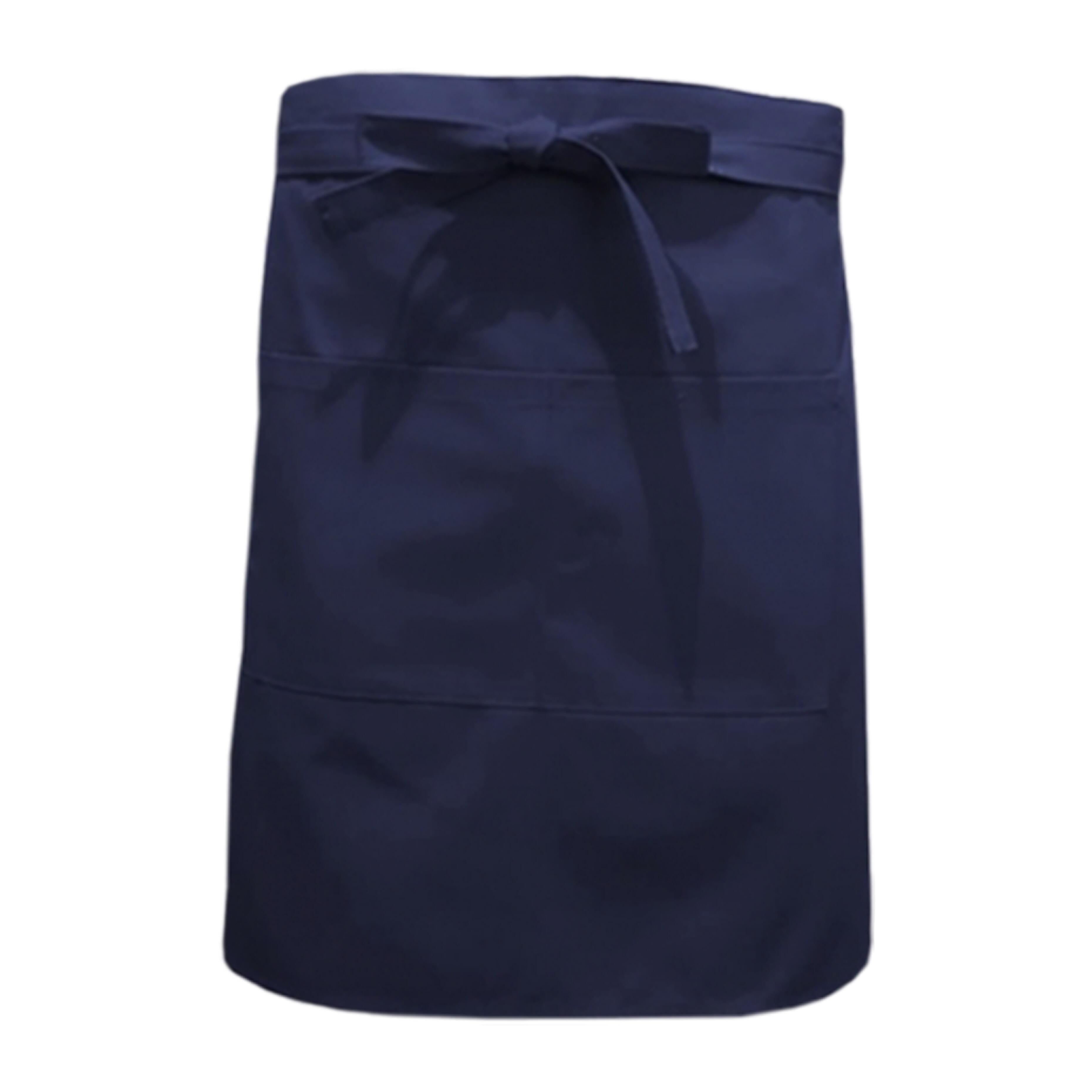 Nibano mid length waist apron with pockets navy