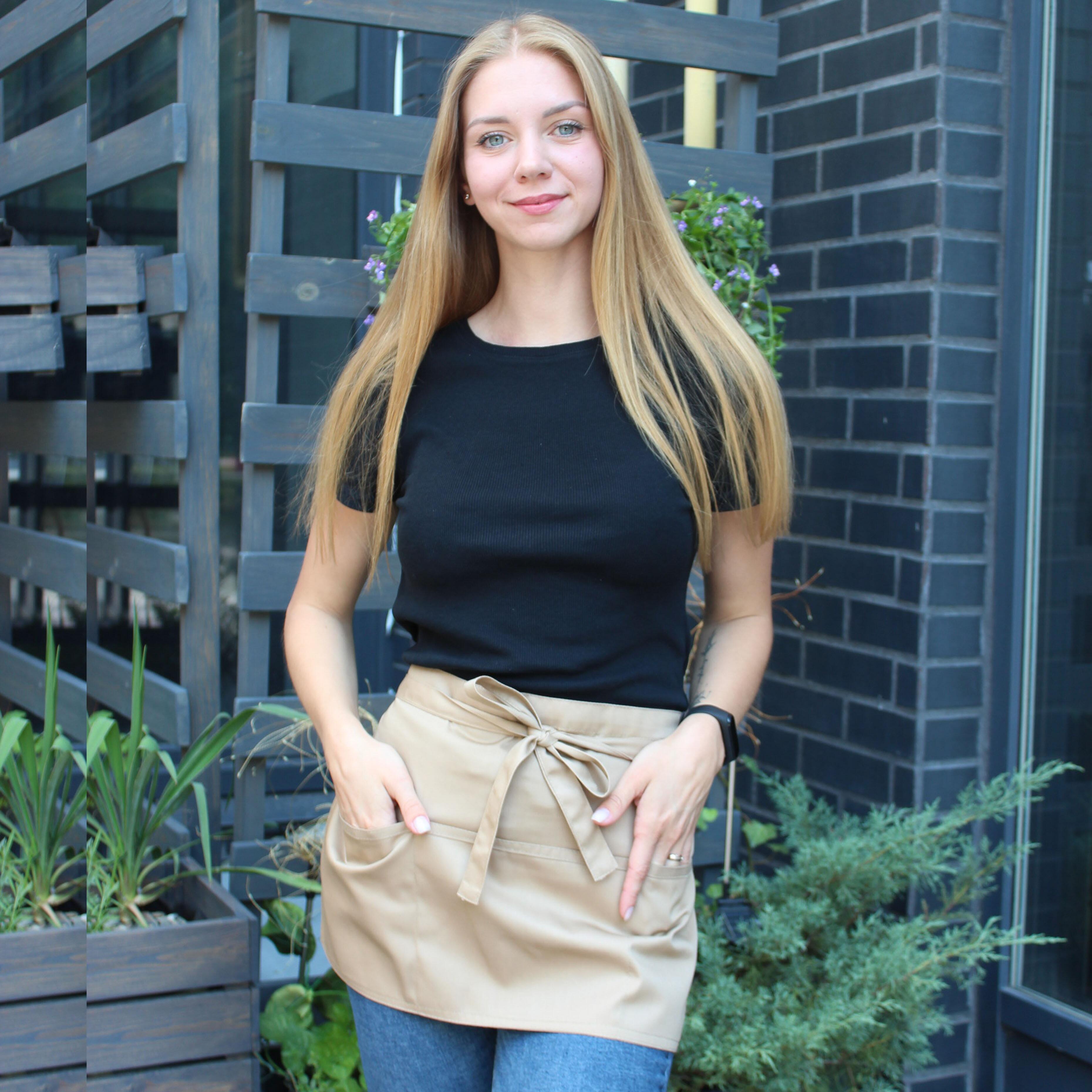 Short Waist apron with 3 pockets Cappuccino