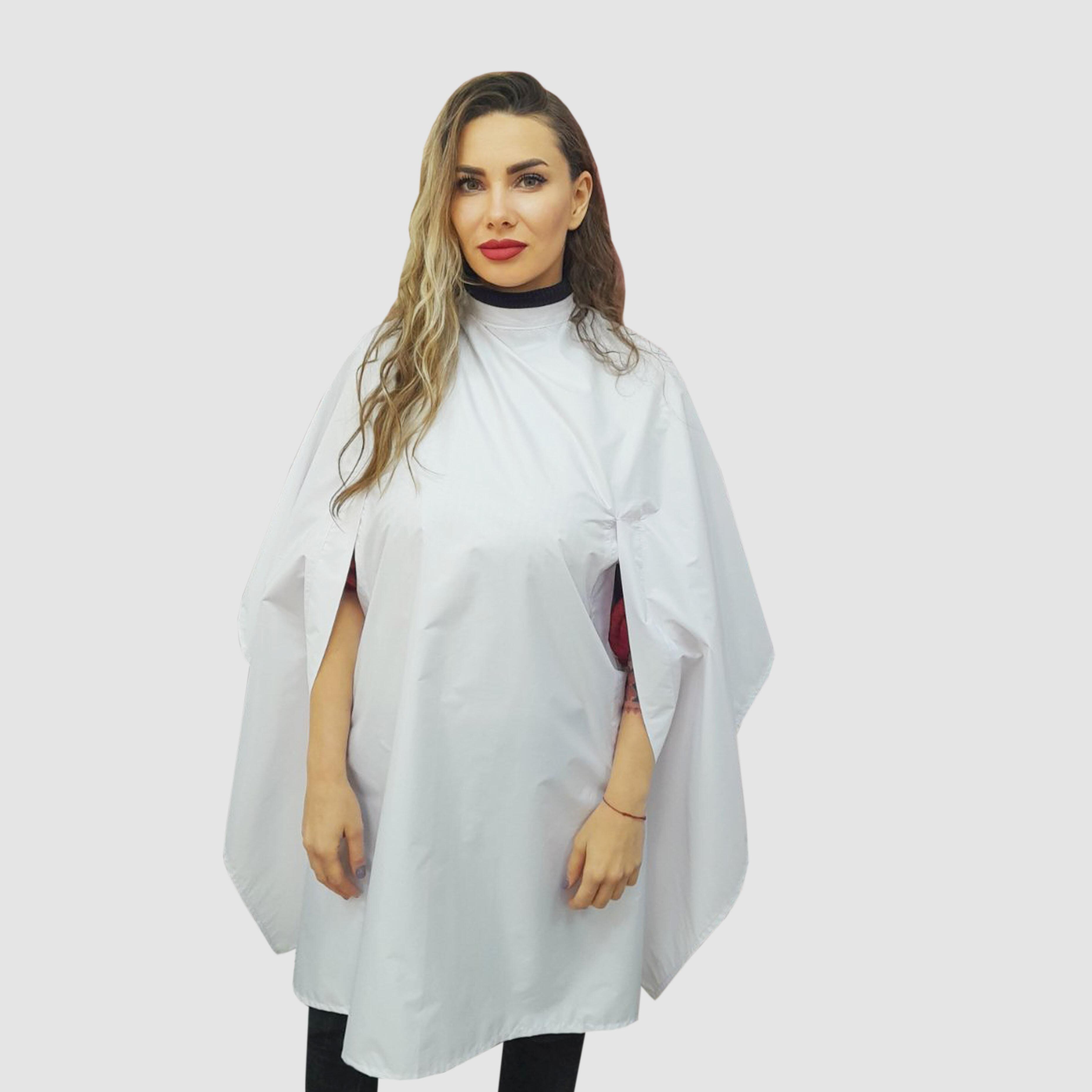 Nibano hairdressing gown with handsplits & poppers white