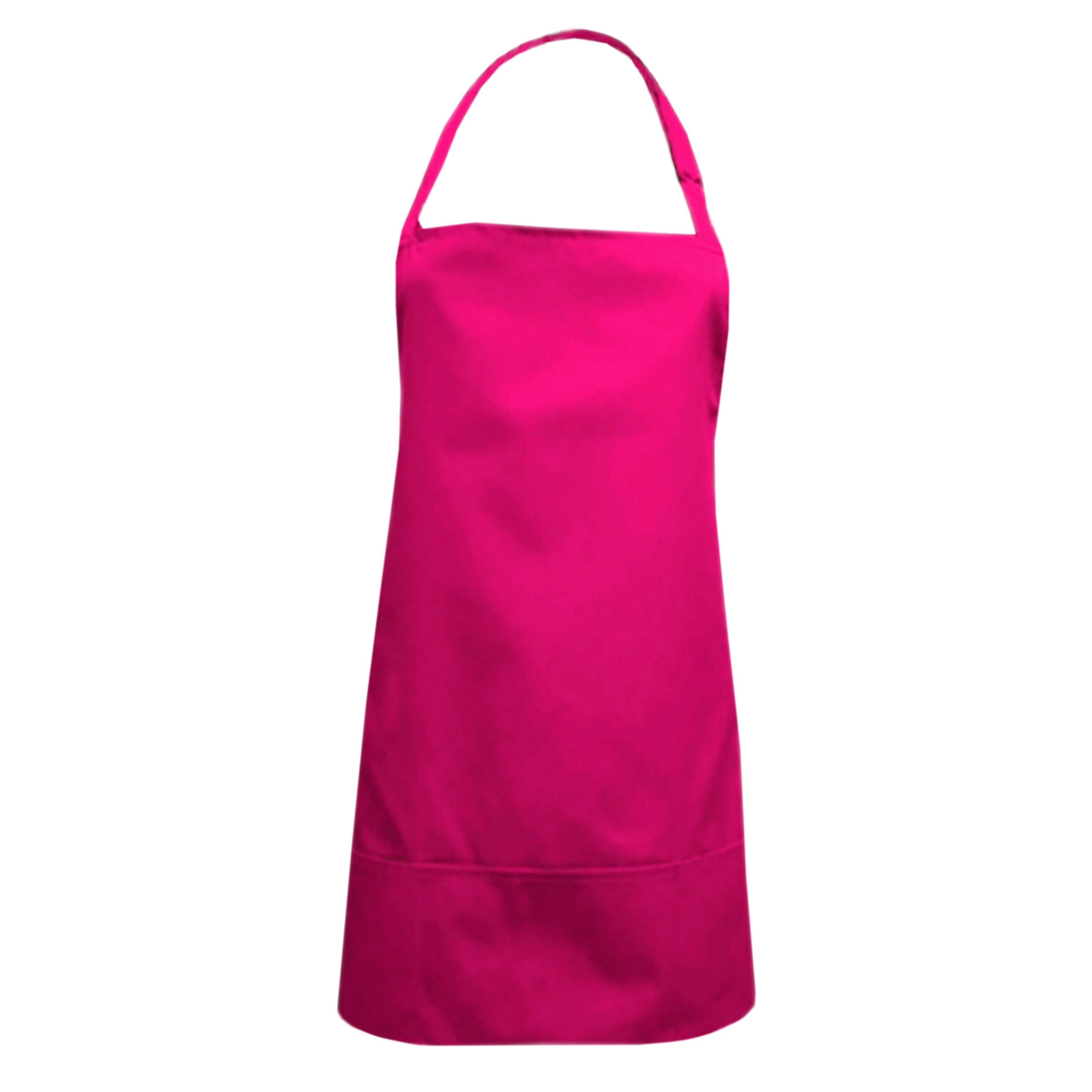 Short Bib Apron Pockets Hot Pink