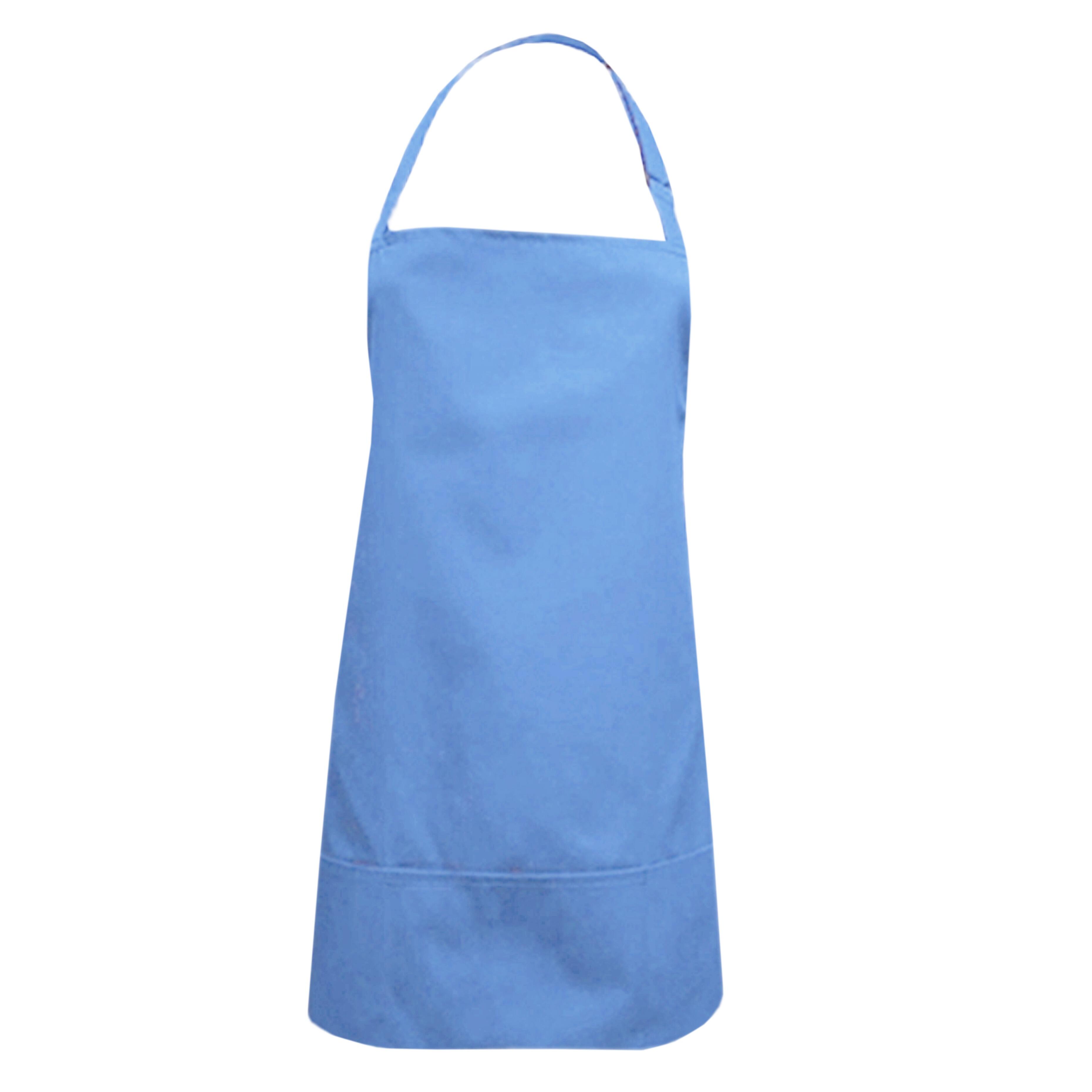 Short Bib Apron Pockets Light Blue Nibano