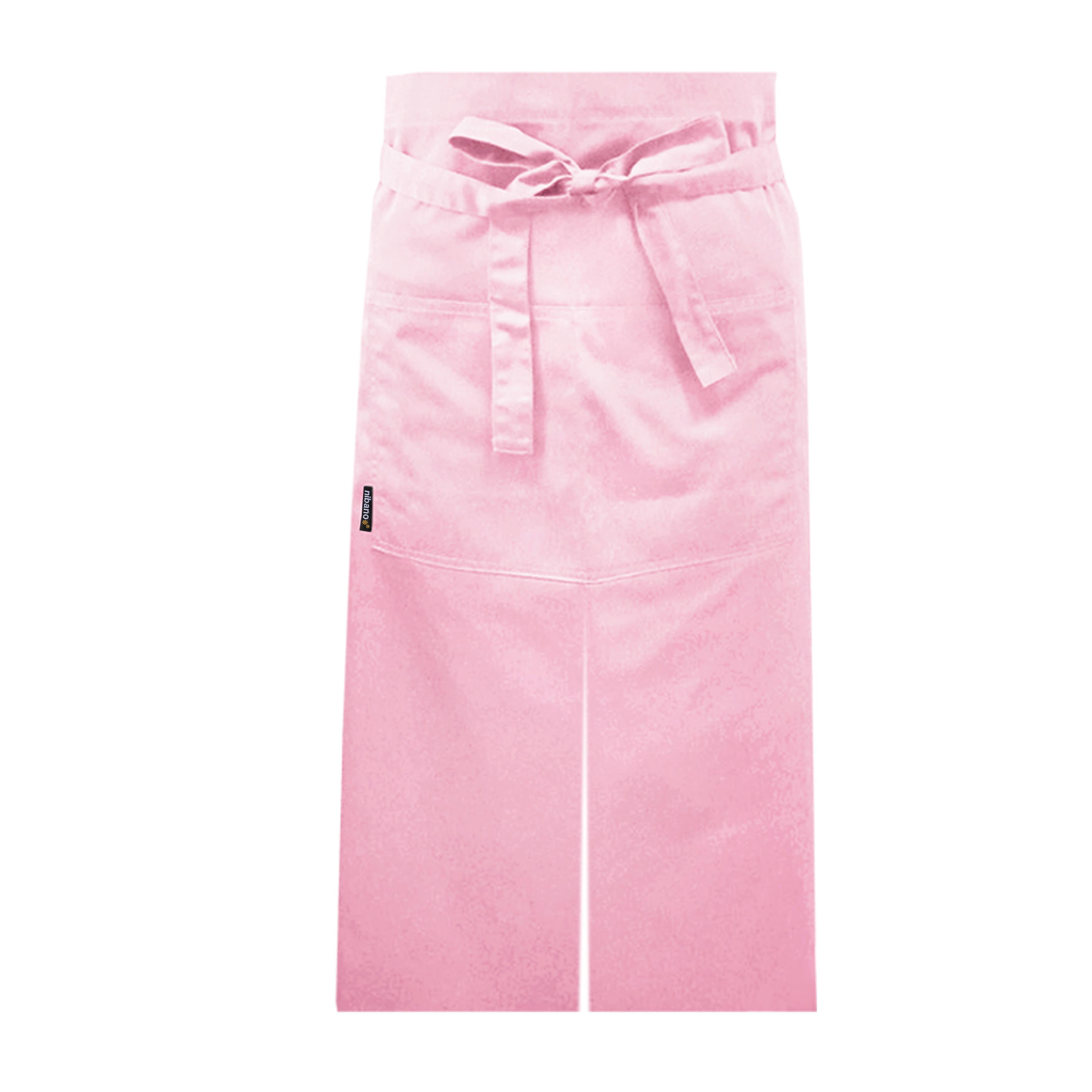 Pink Long Waist Split Leg Apron with Pockets