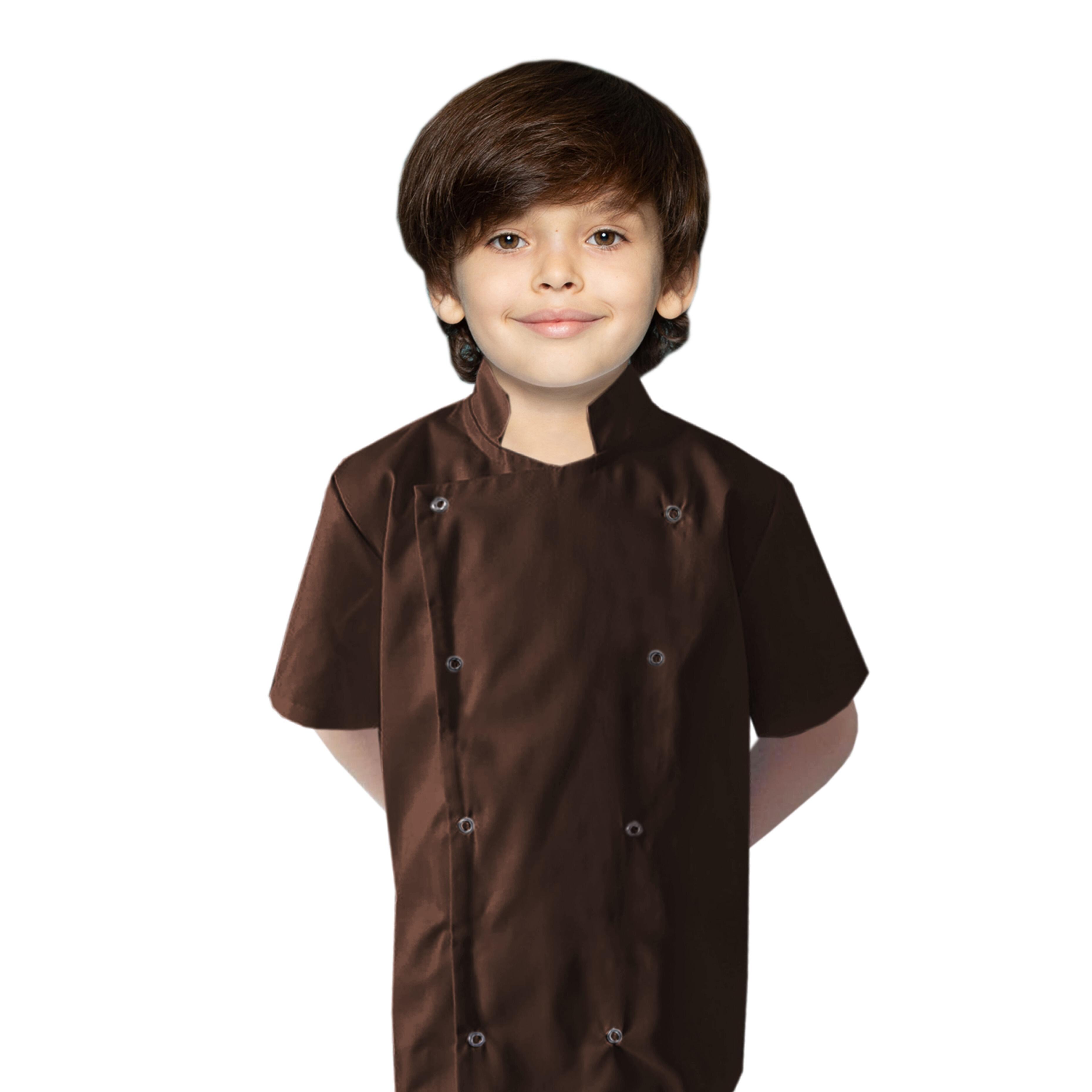 Personalised Kids Short Sleeve Chef's Jacket Brown