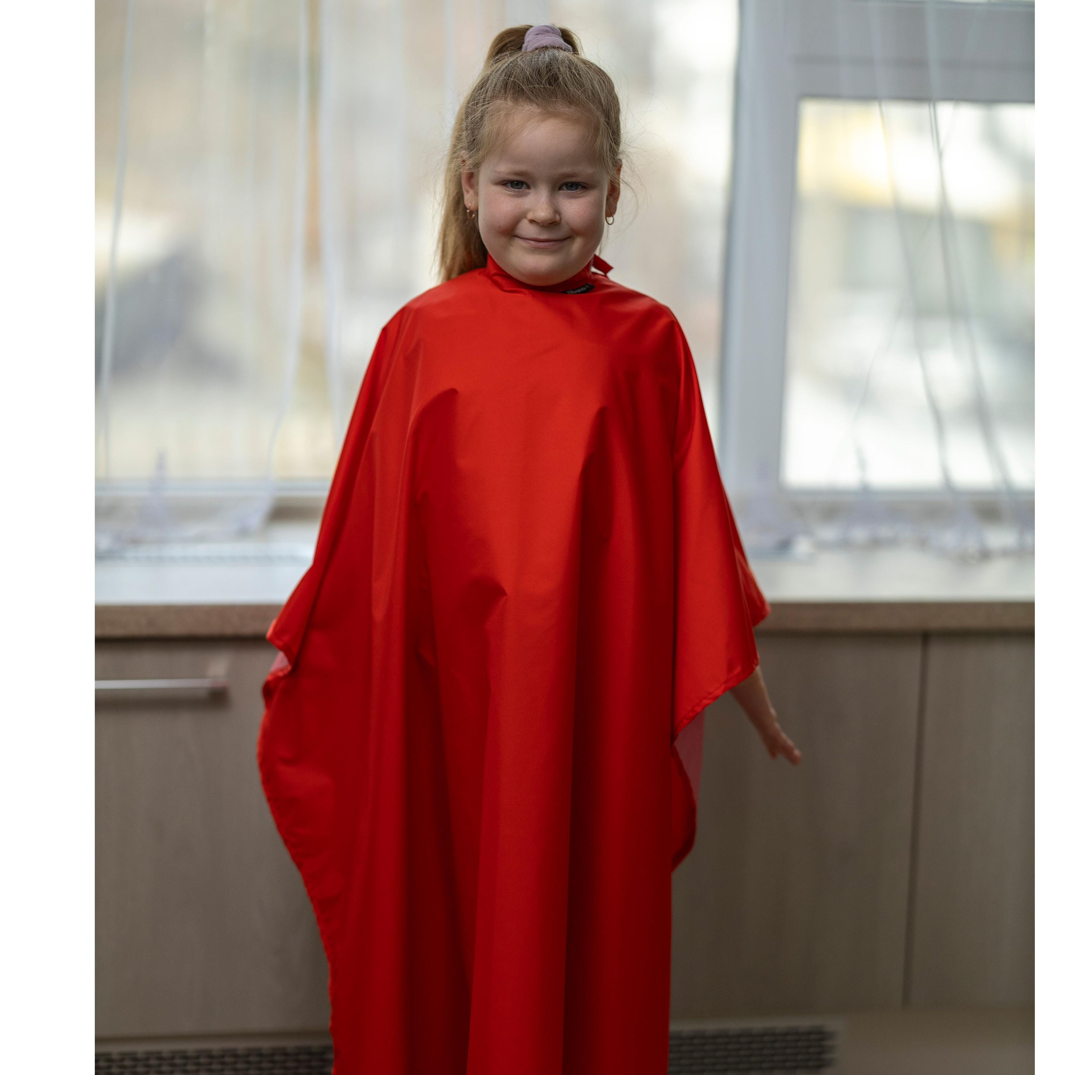 Printed children's barber cape Red