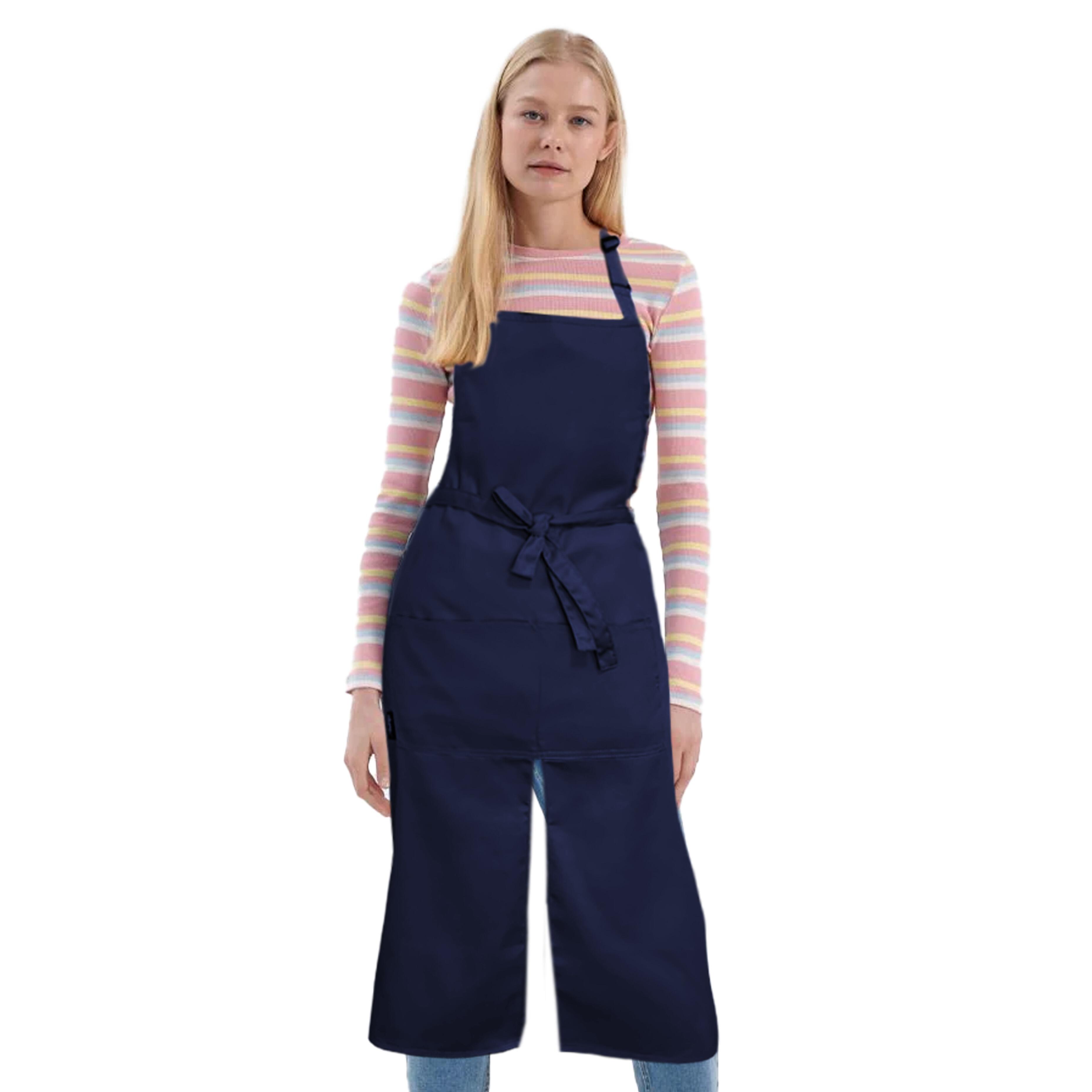 Custom Long Splitted Bib Apron Navy