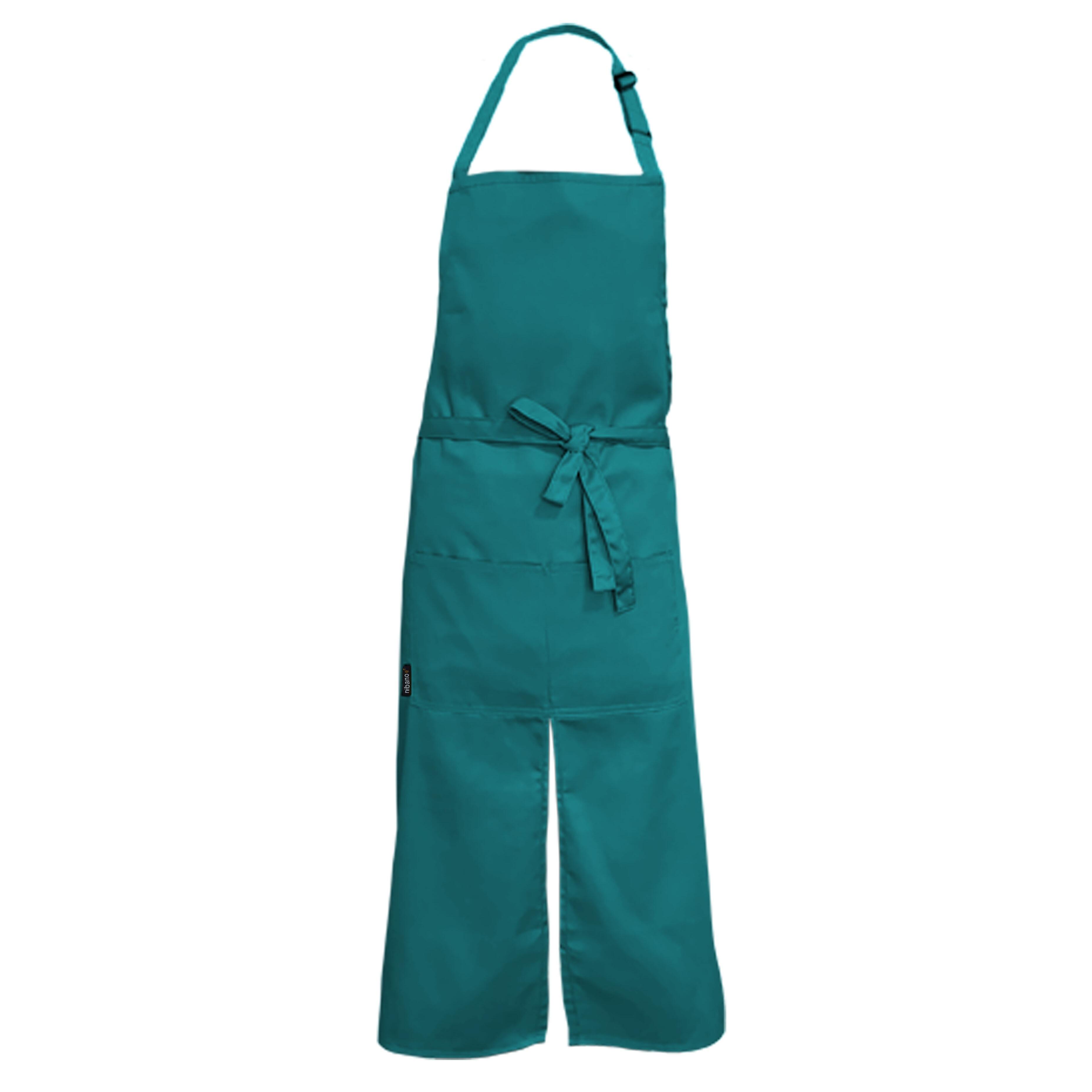 Personalised Long Splitted Bib Apron Teal
