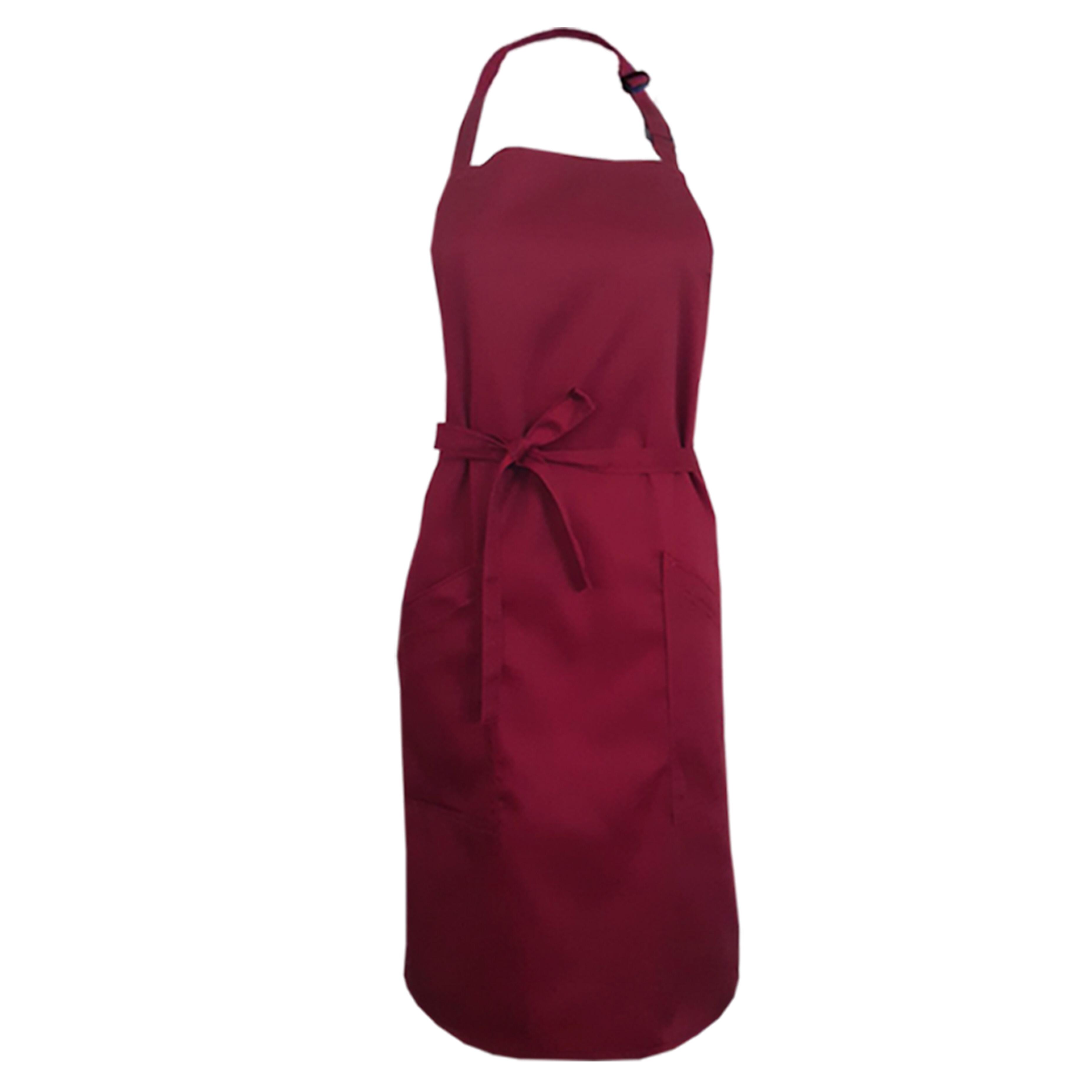 Custom Bib Apron with Side Pockets Burgundy