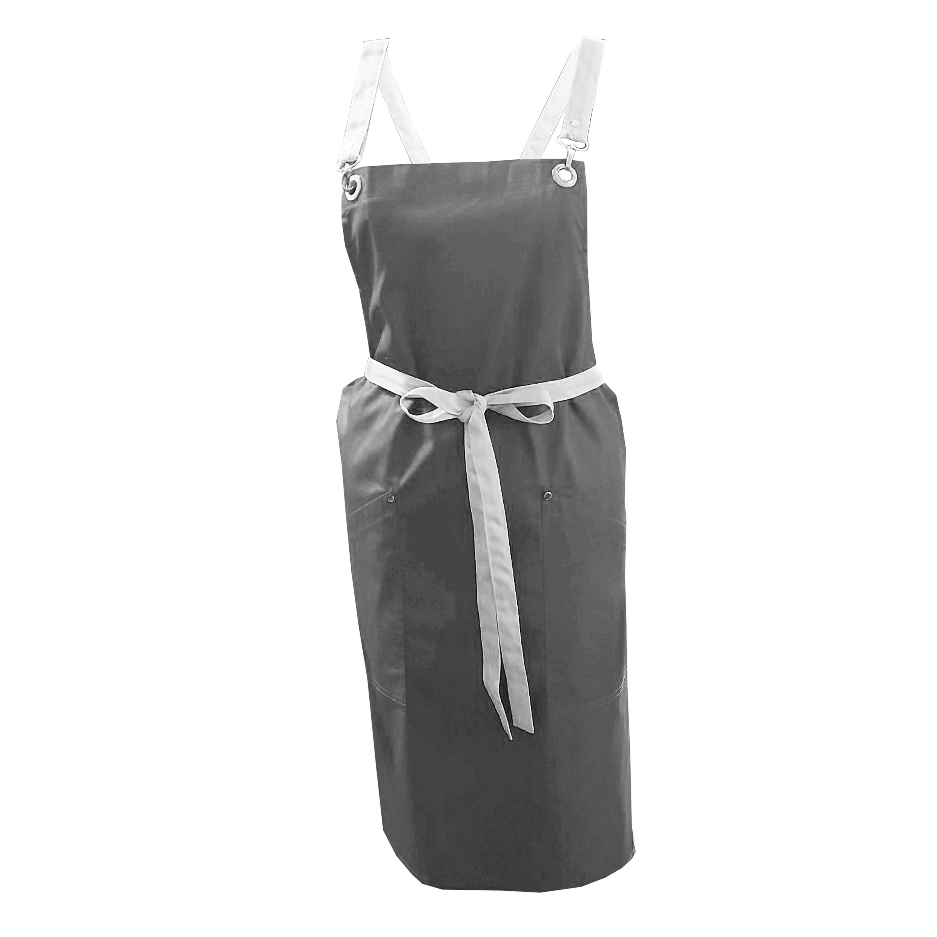 Apron with Crossover Ties Grey Nibano