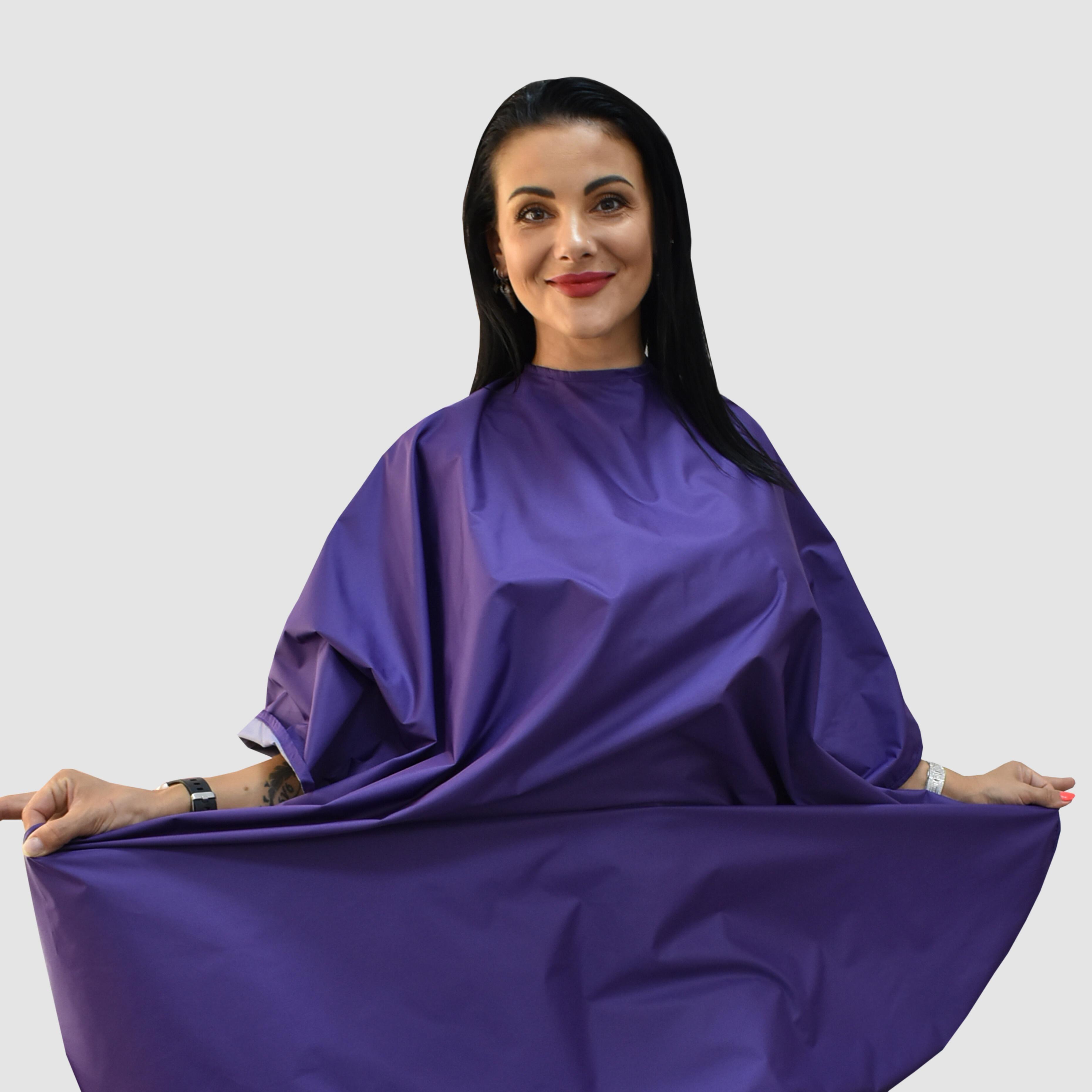 Nibano Hairdressing Gown with poppers Purple