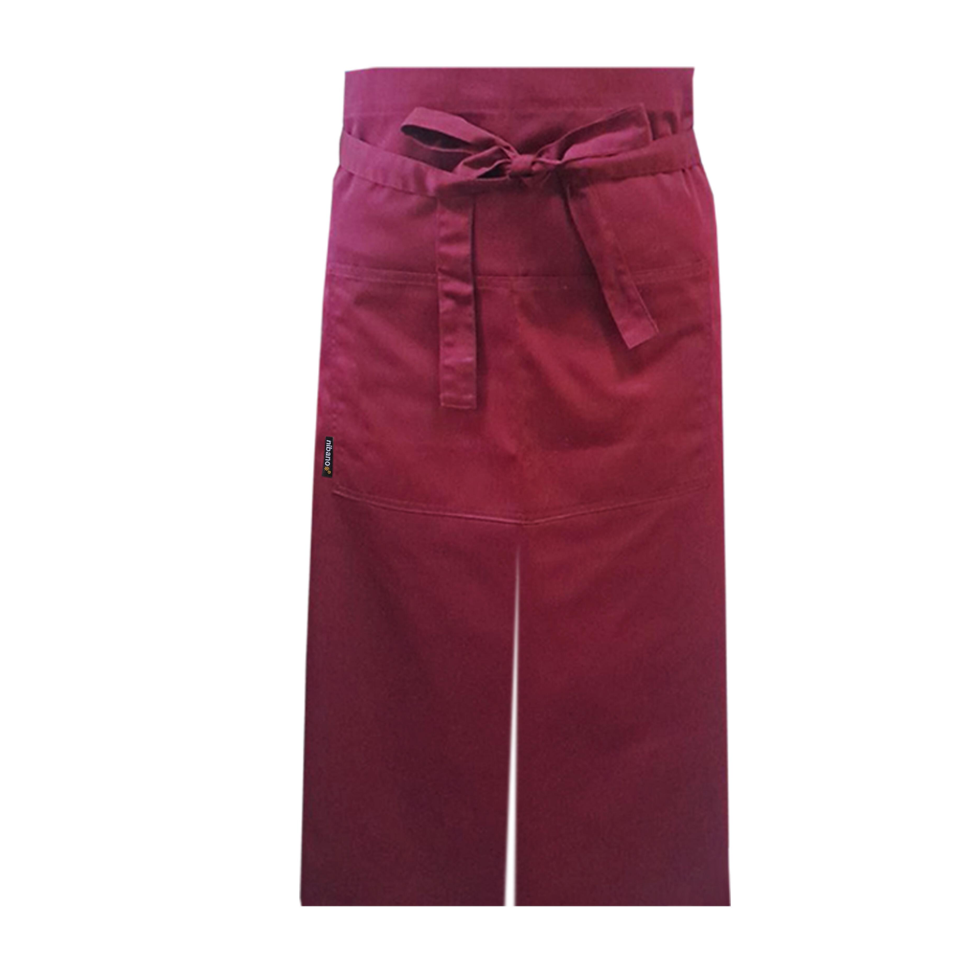 Burgundy Long Waist Split Leg Apron Pockets for cook