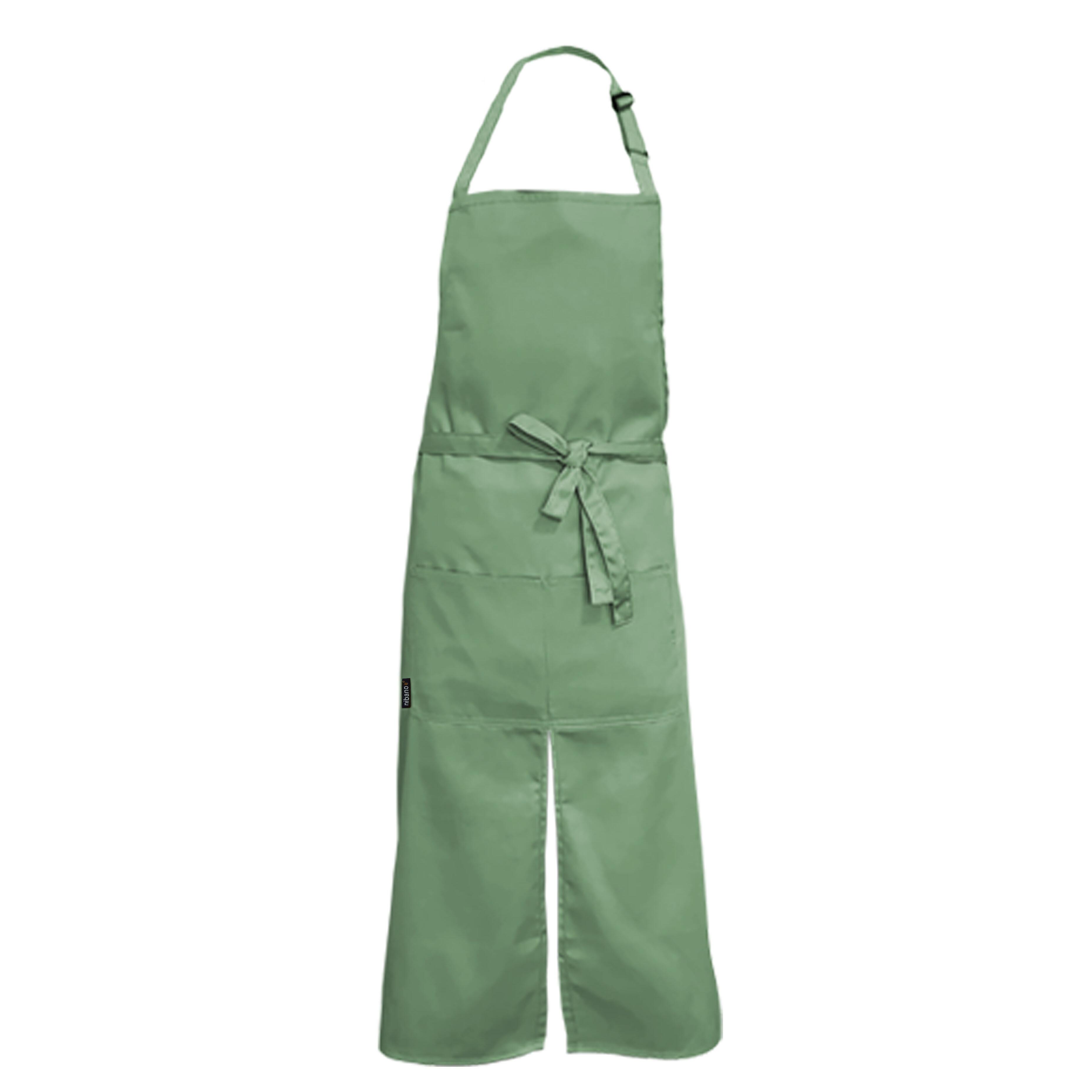 Custom Long Splitted Bib Apron Olive