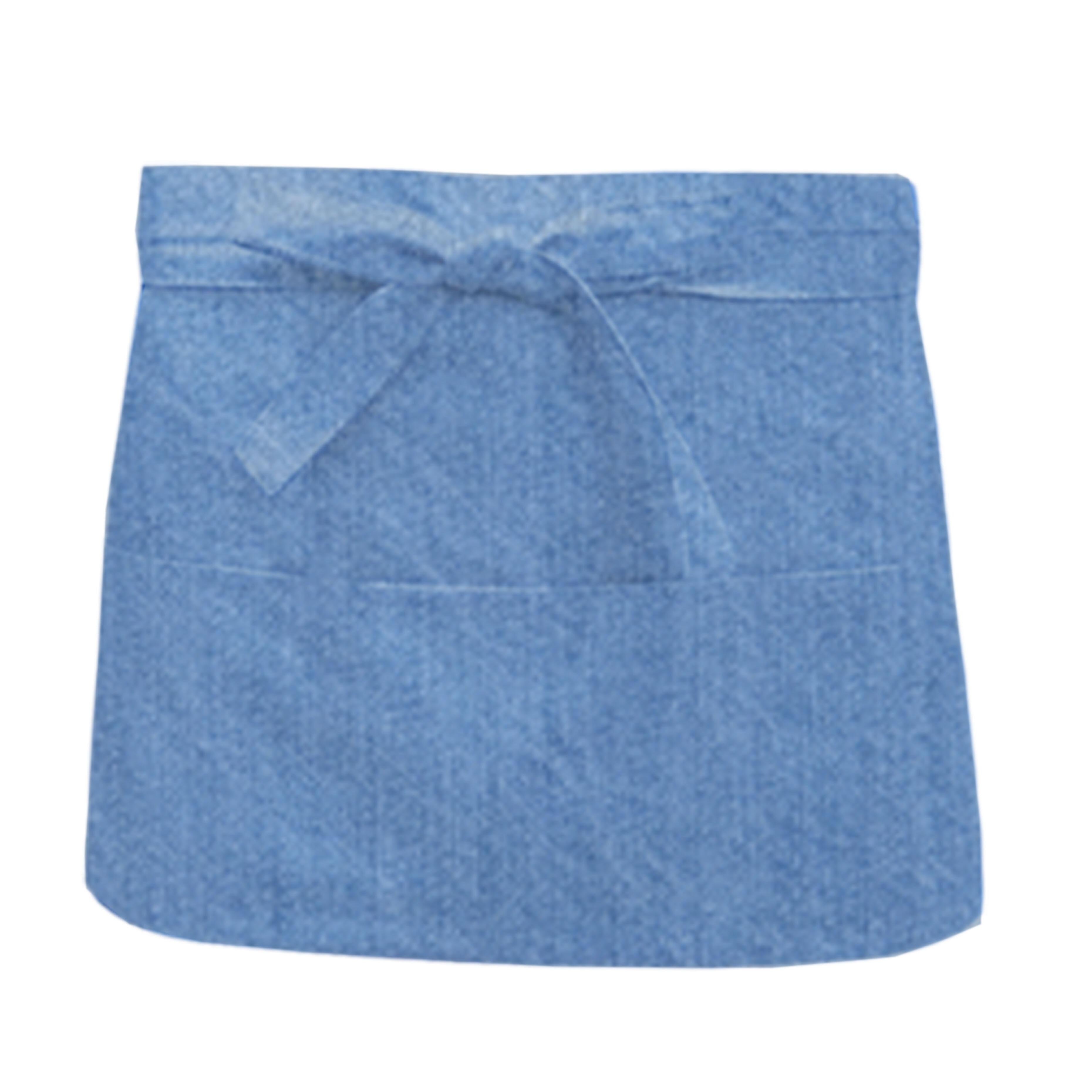 Nibano short waist apron with pockets denim blue