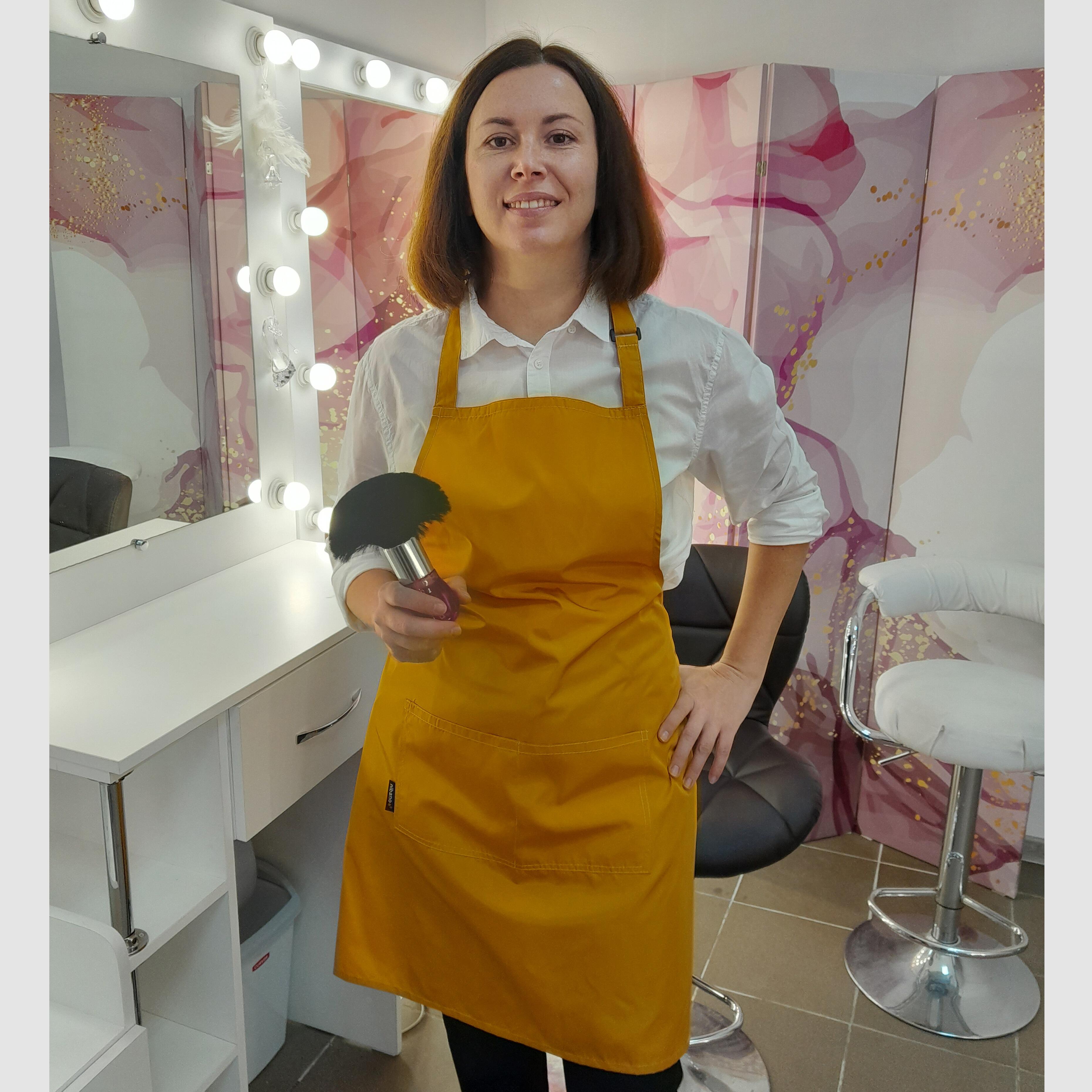 Personalised hairdressing apron mustard