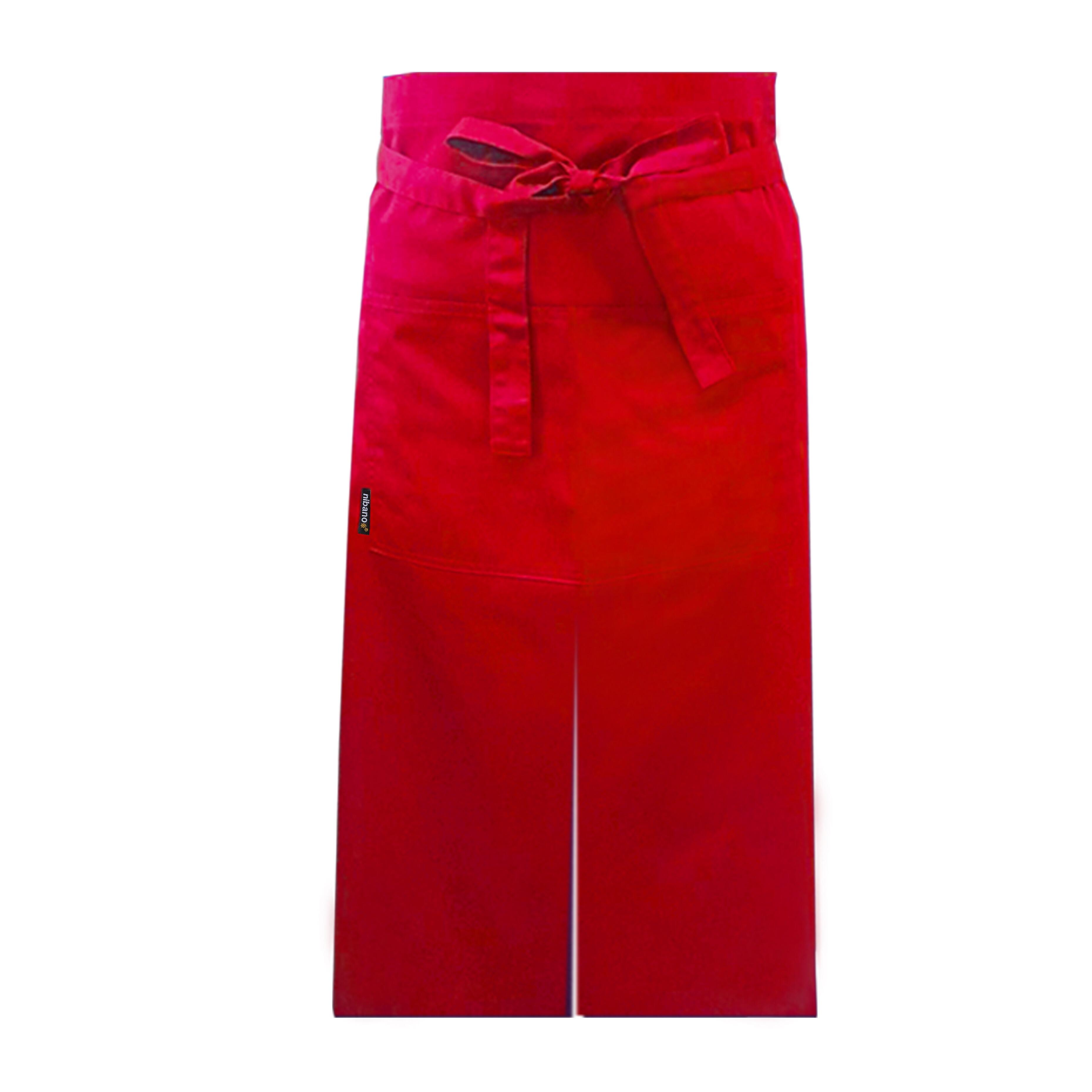 Custom Red Long Waist Split Leg Apron Pockets