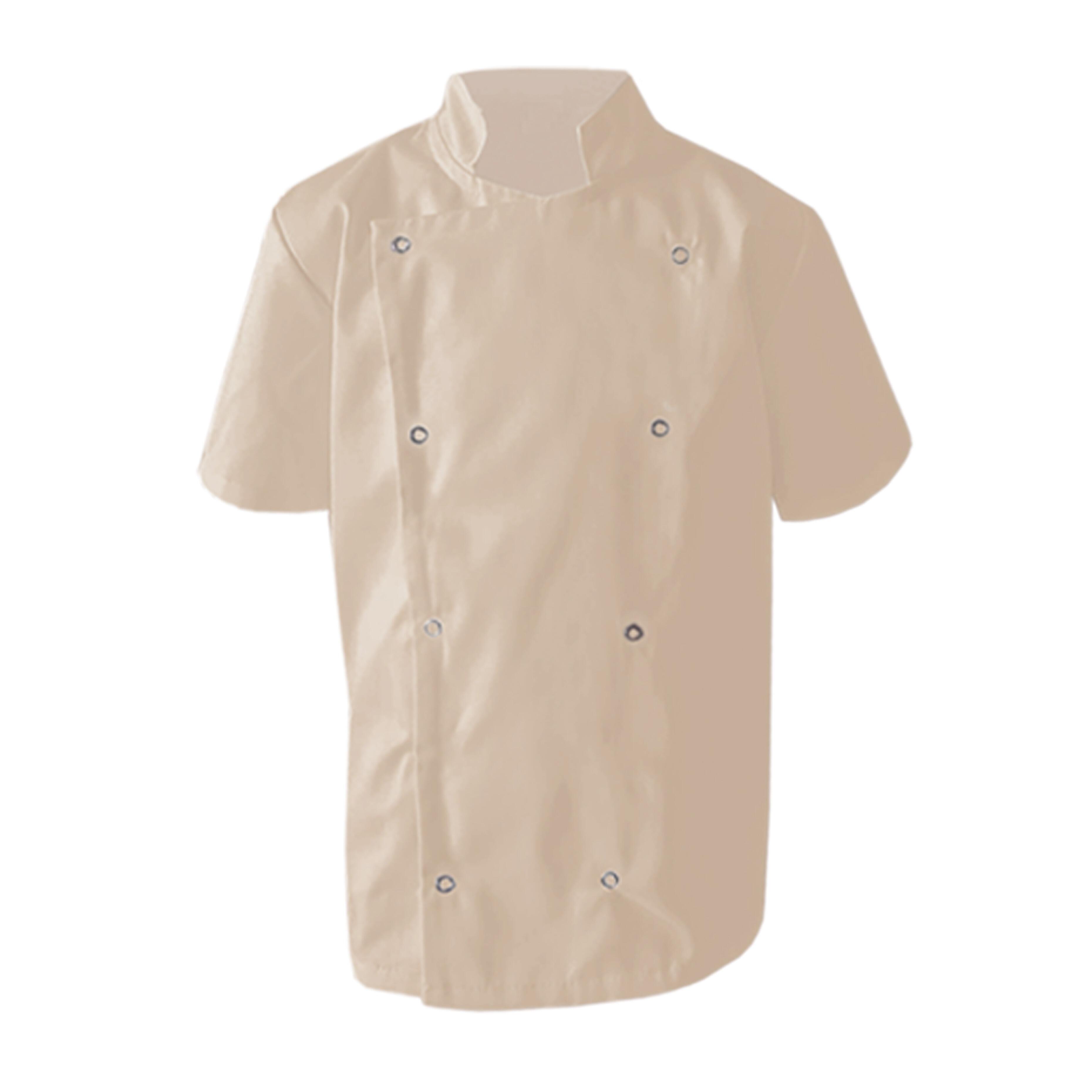 Kids Short Sleeve Chef's Jacket Cream with logo