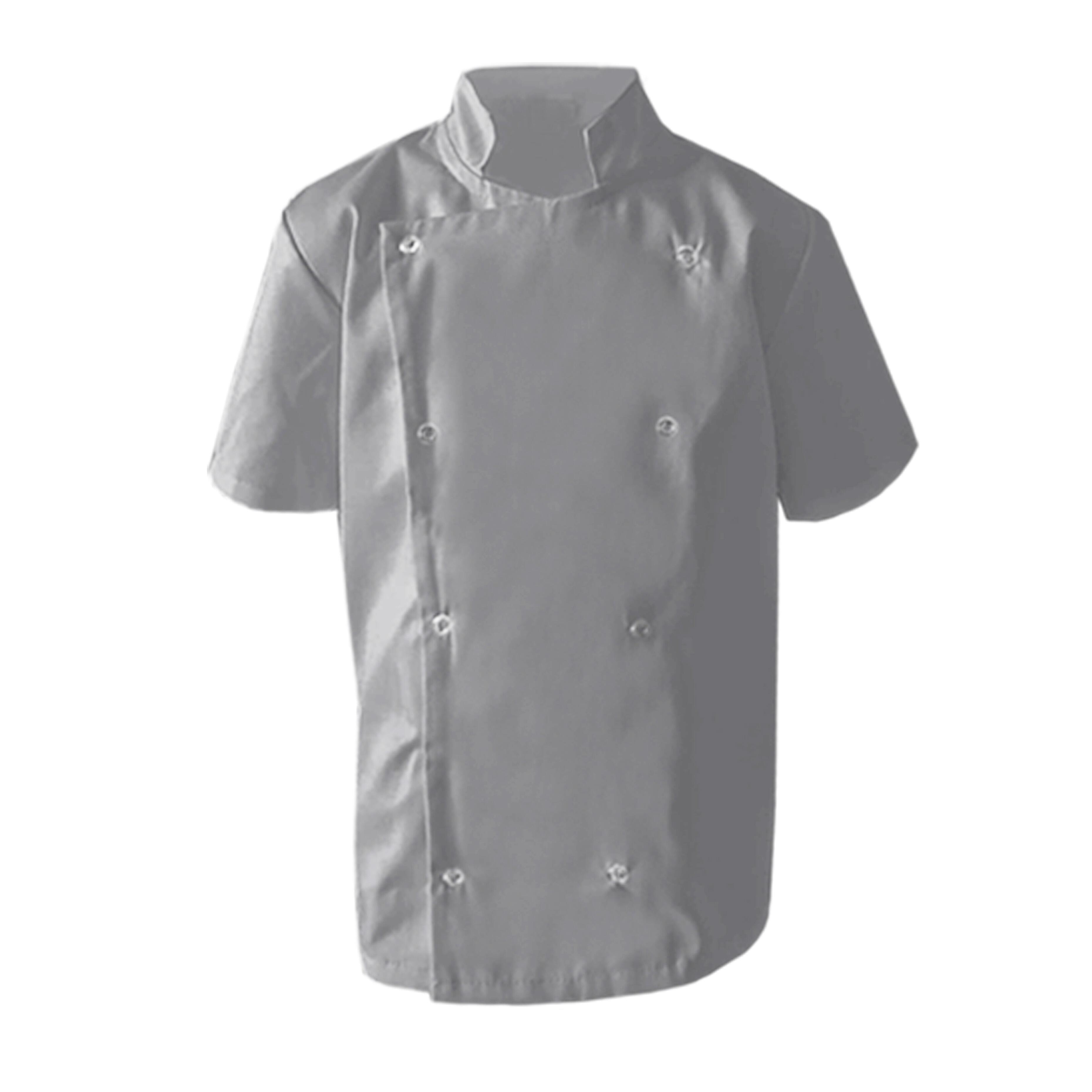 Light Grey Kids Short Sleeve Chef's Jacket with name