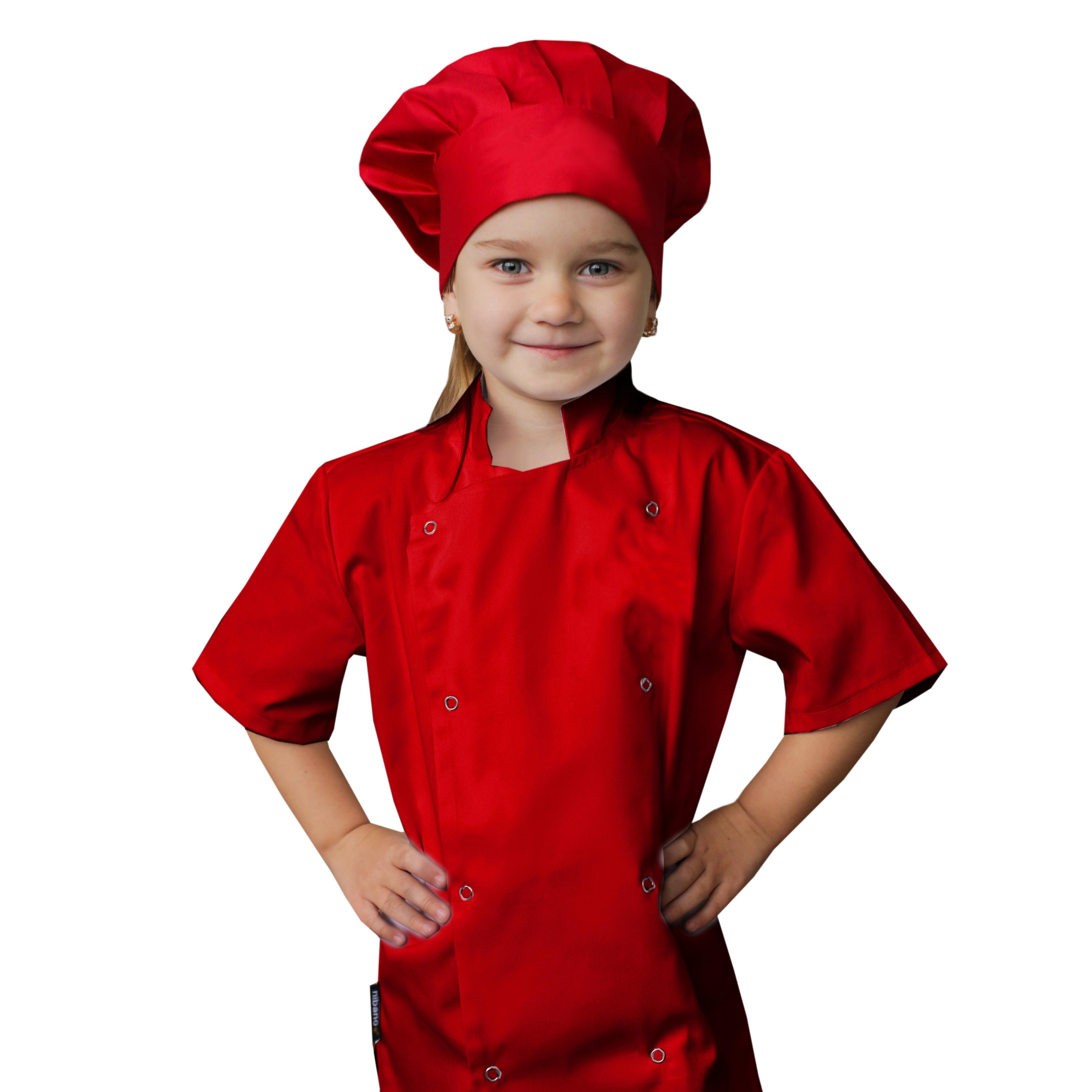 Personalised Kids Short Sleeve Chef's Jacket Red