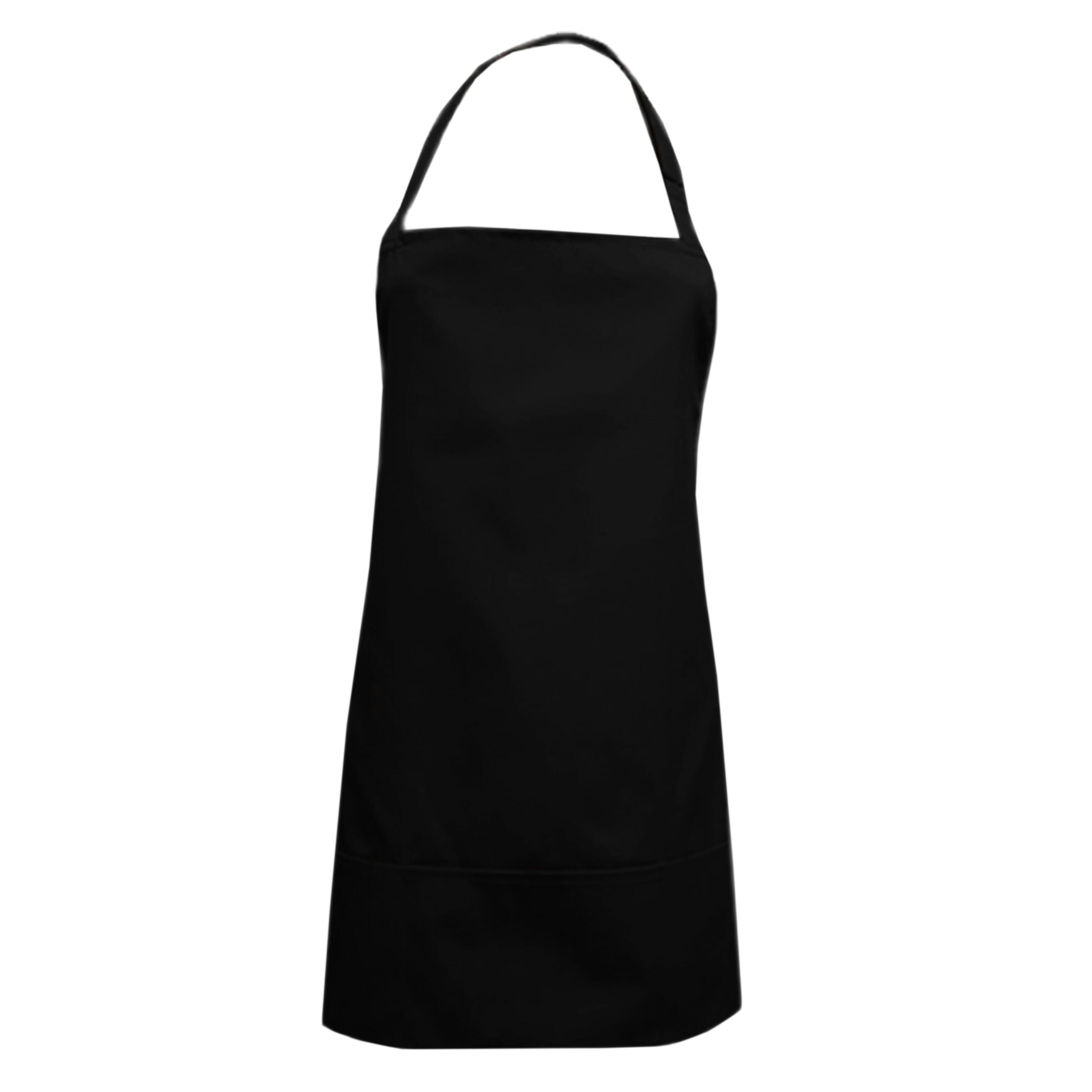 Short Waterproof Bib Apron Black with  3 pockets