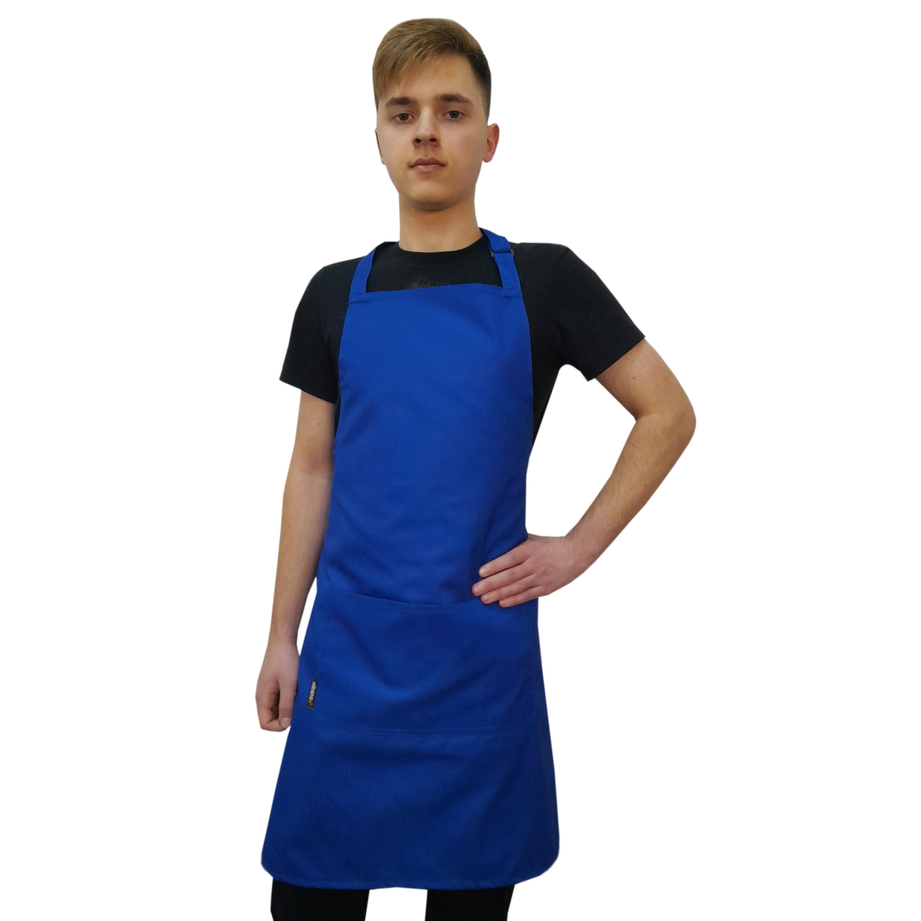 Custom Bib Apron Pockets Royal Blue