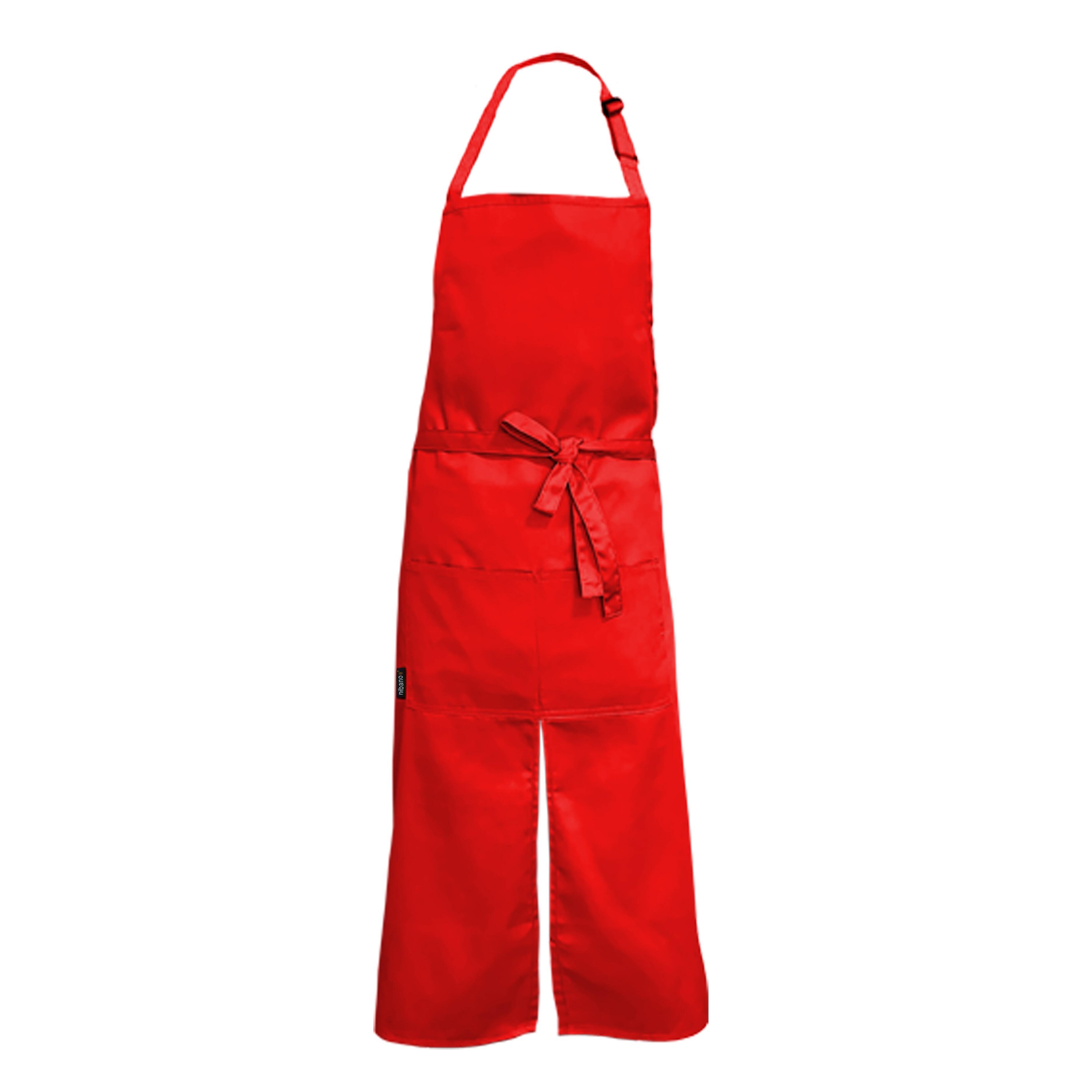 Personalised Long Splitted Bib Apron Red