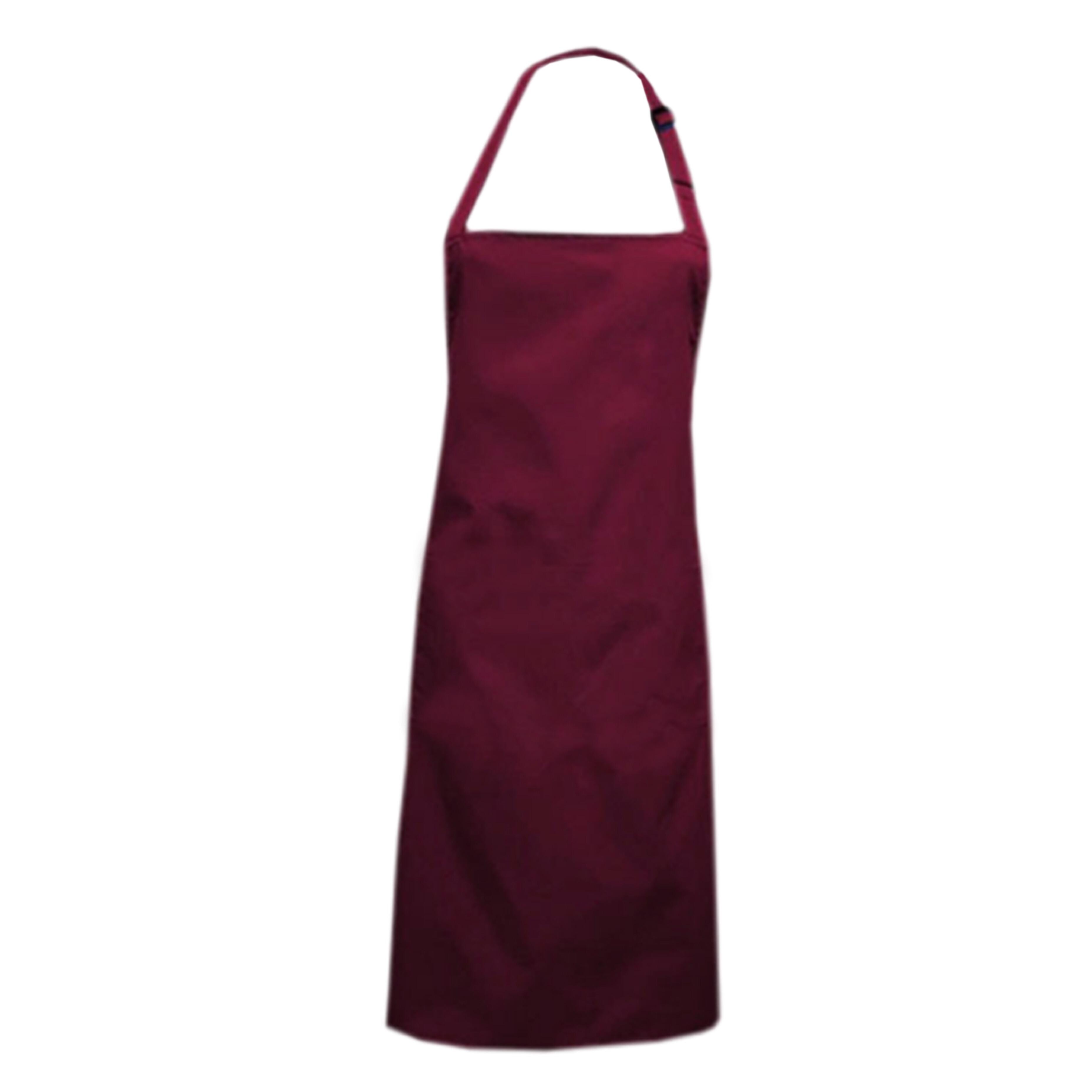 Bib Apron Without Pockets Burgundy with logo