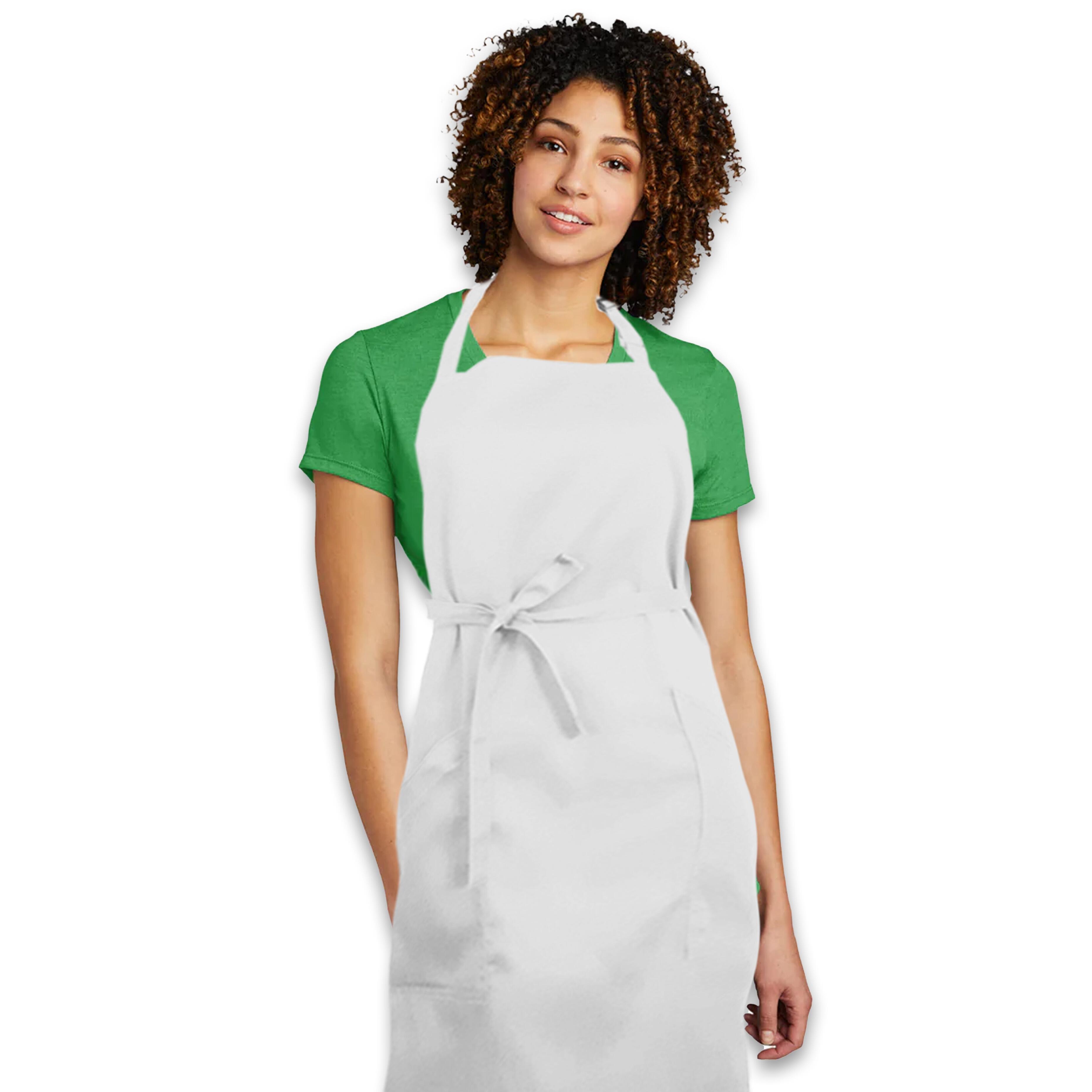 Bib Apron with Side Pockets White Nibano